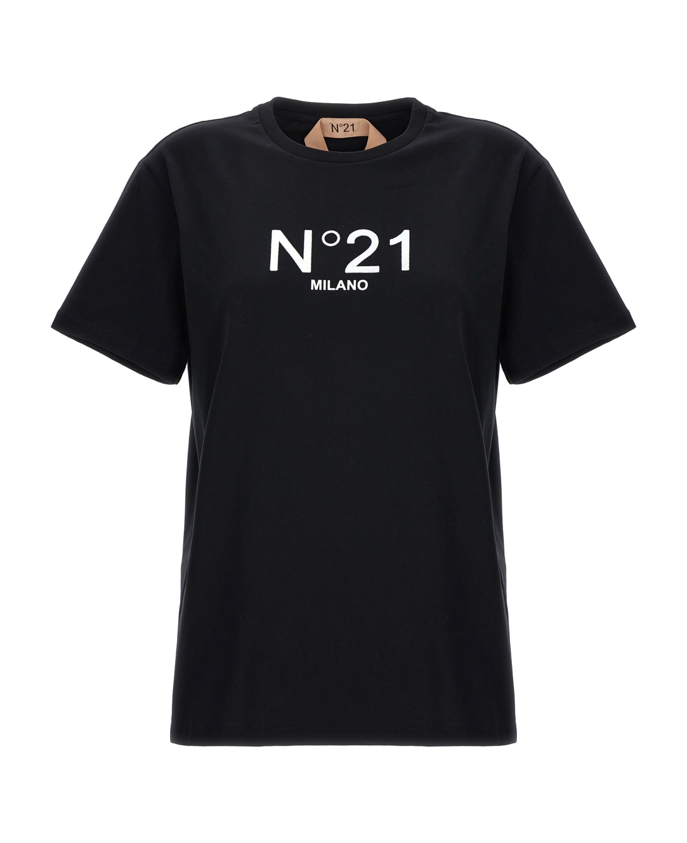 N.21 Flocked Logo T-shirt - Black   Tシャツ