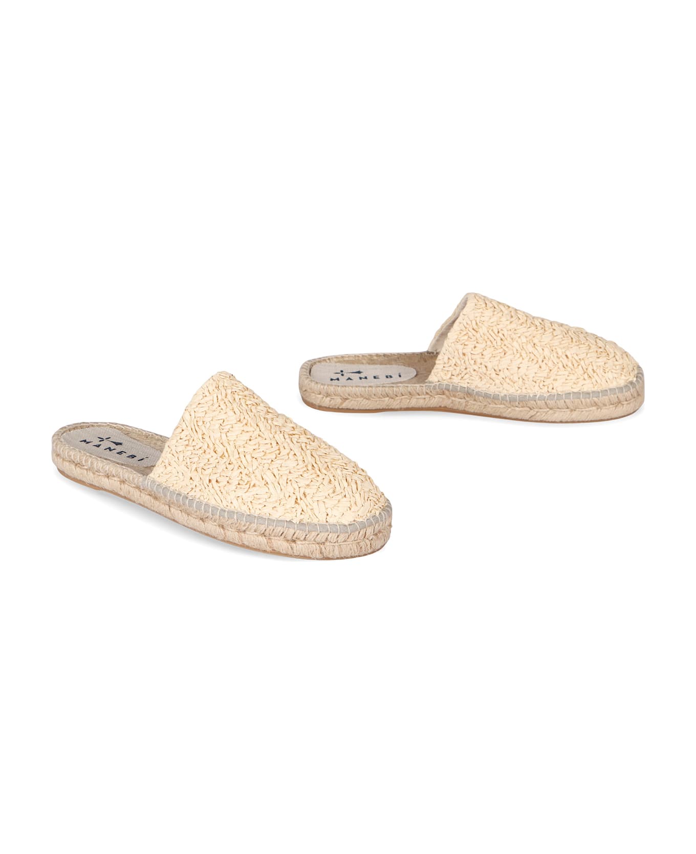 Manebi Raffia Mules - Beige