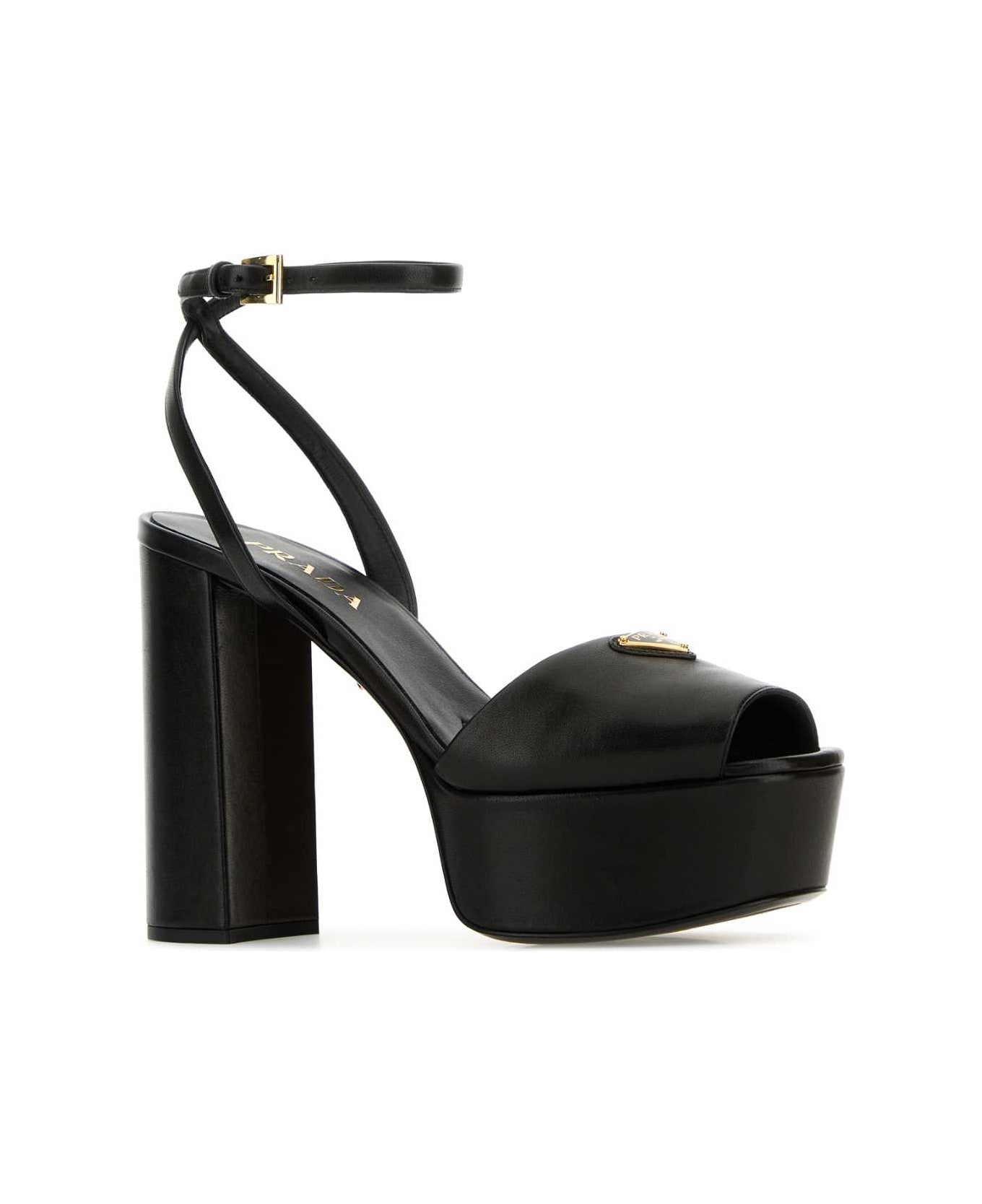 Prada Black Nappa Leather Sandals - NERO
