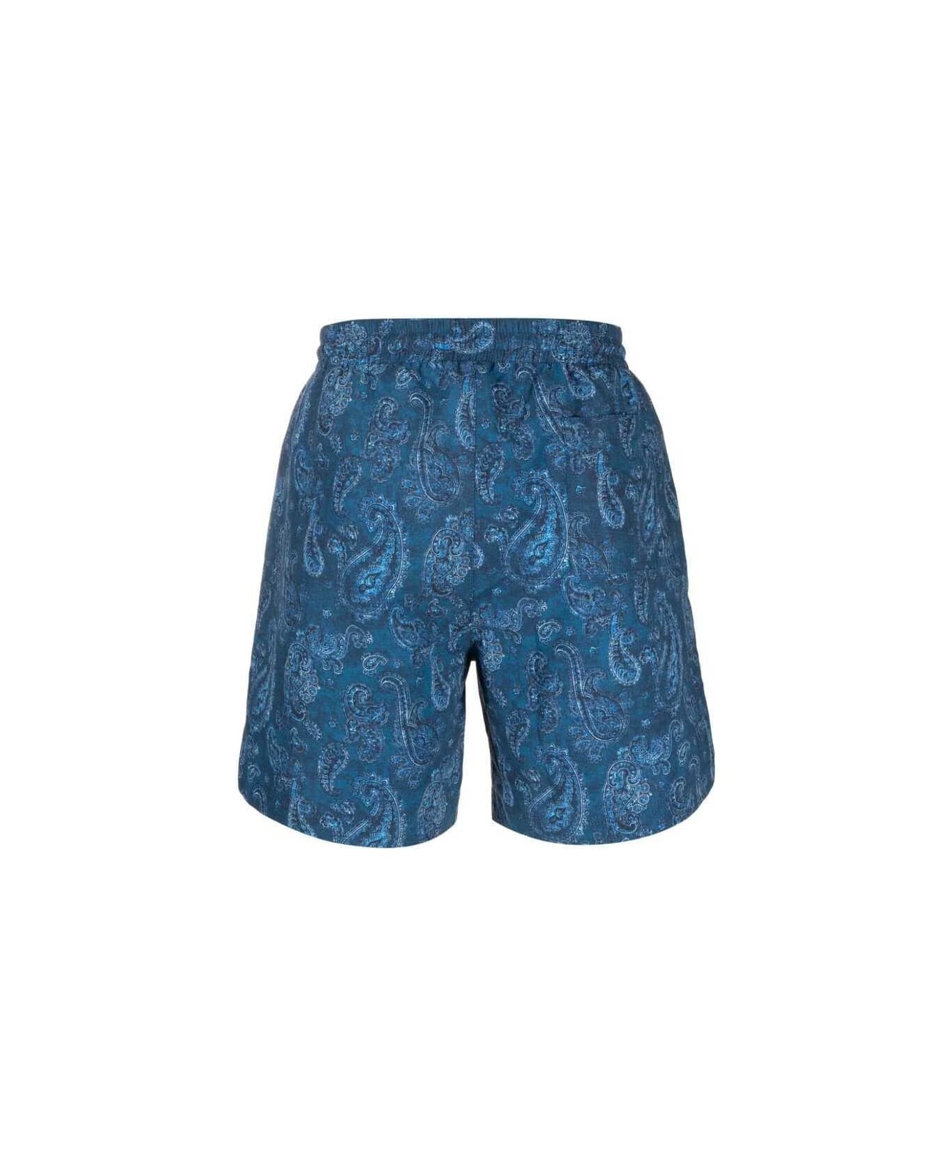 Brunello Cucinelli Drawstring Swim Shorts - BLUE/WHITE ショートパンツ