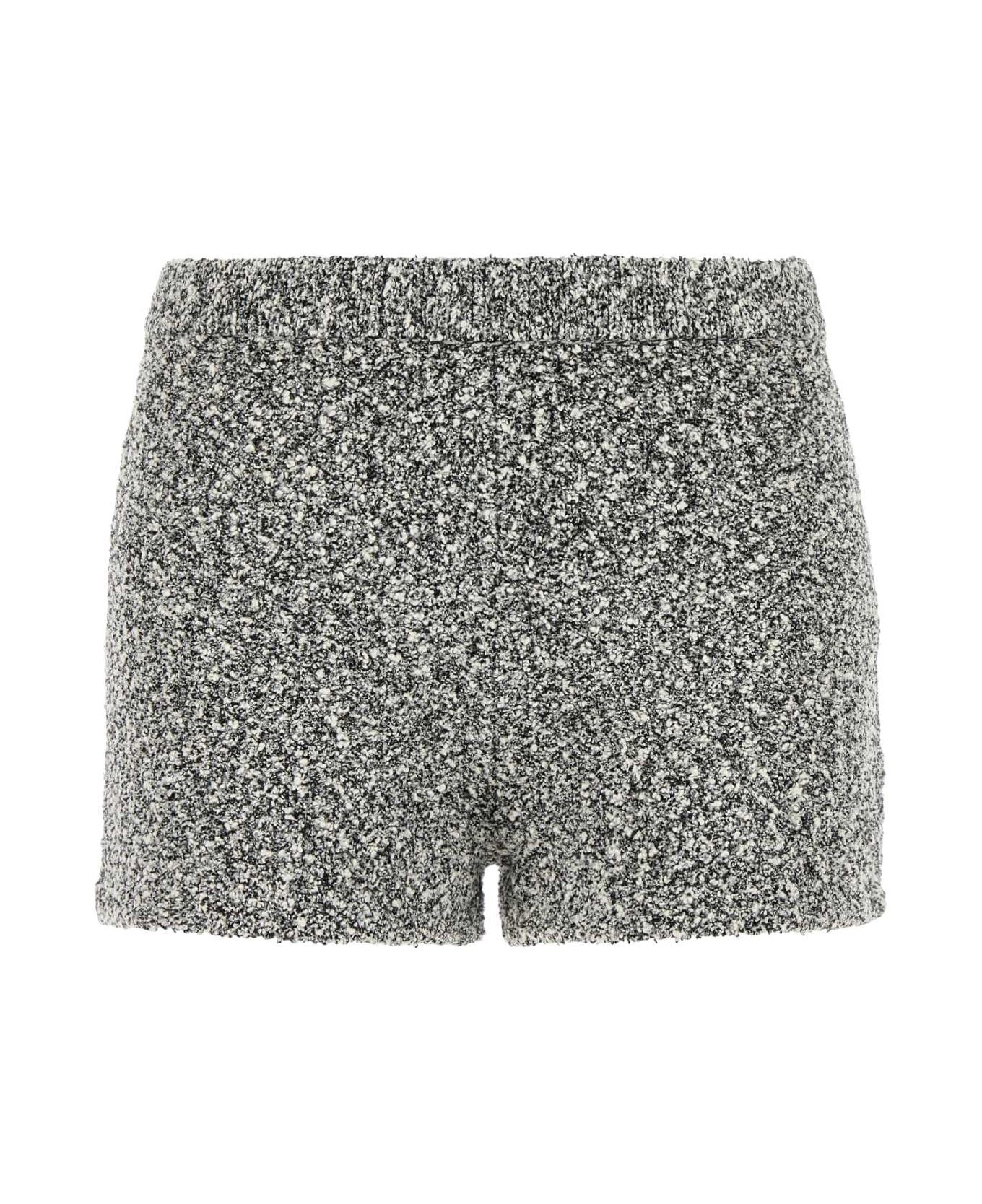 Tory Burch Two-tone Stretch Tweed Shorts - BLACKWHITE