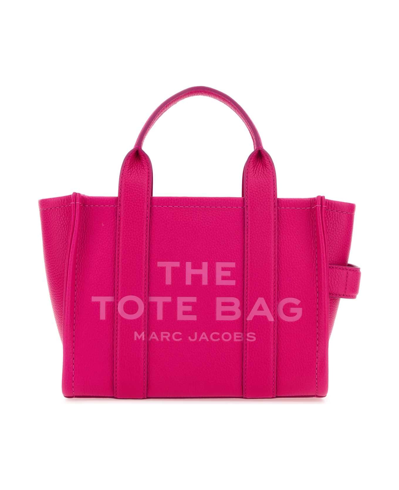 Marc Jacobs Fuchsia Leather Mini The Tote Bag Handbag - HOTPINK