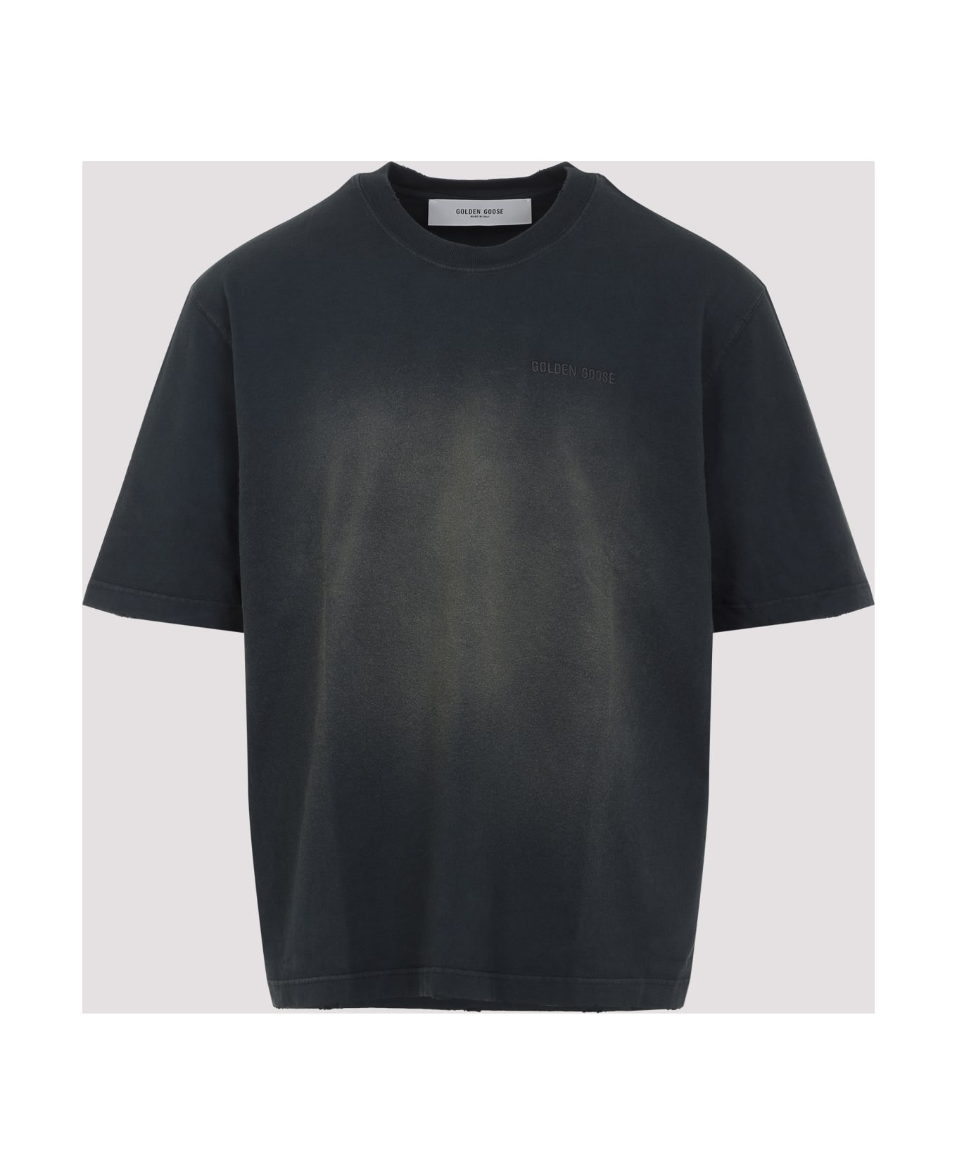 Golden Goose T-shirt With Embroidery - Bleached Washed Black