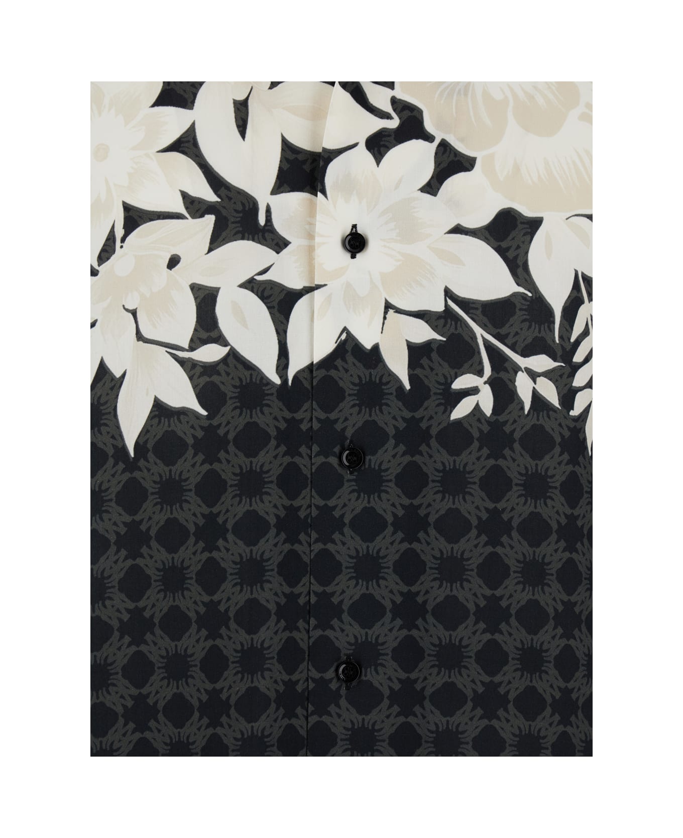 AMIRI 
garden
 Black Bowling Shirt With Cuban Collar And All-over Floral Print In Tech Fabric Man - Black