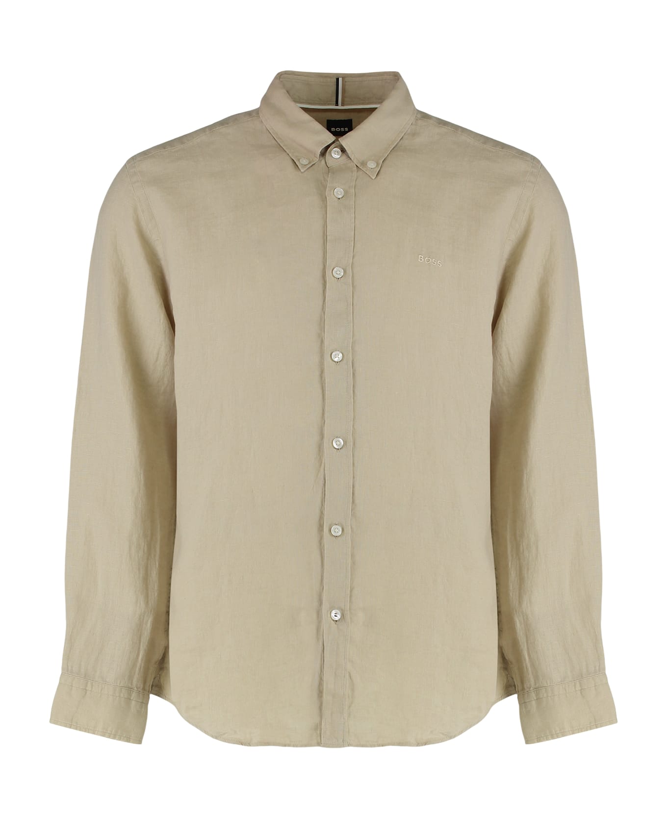 Hugo Boss Long Sleeve Linen Shirt - Sand