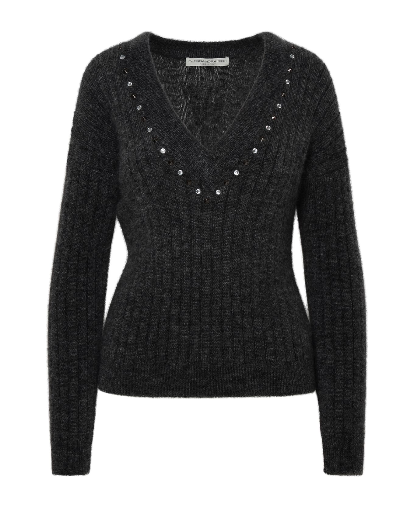 Alessandra Rich Gray Virgin Wool Blend Sweater - Grey ニットウェア