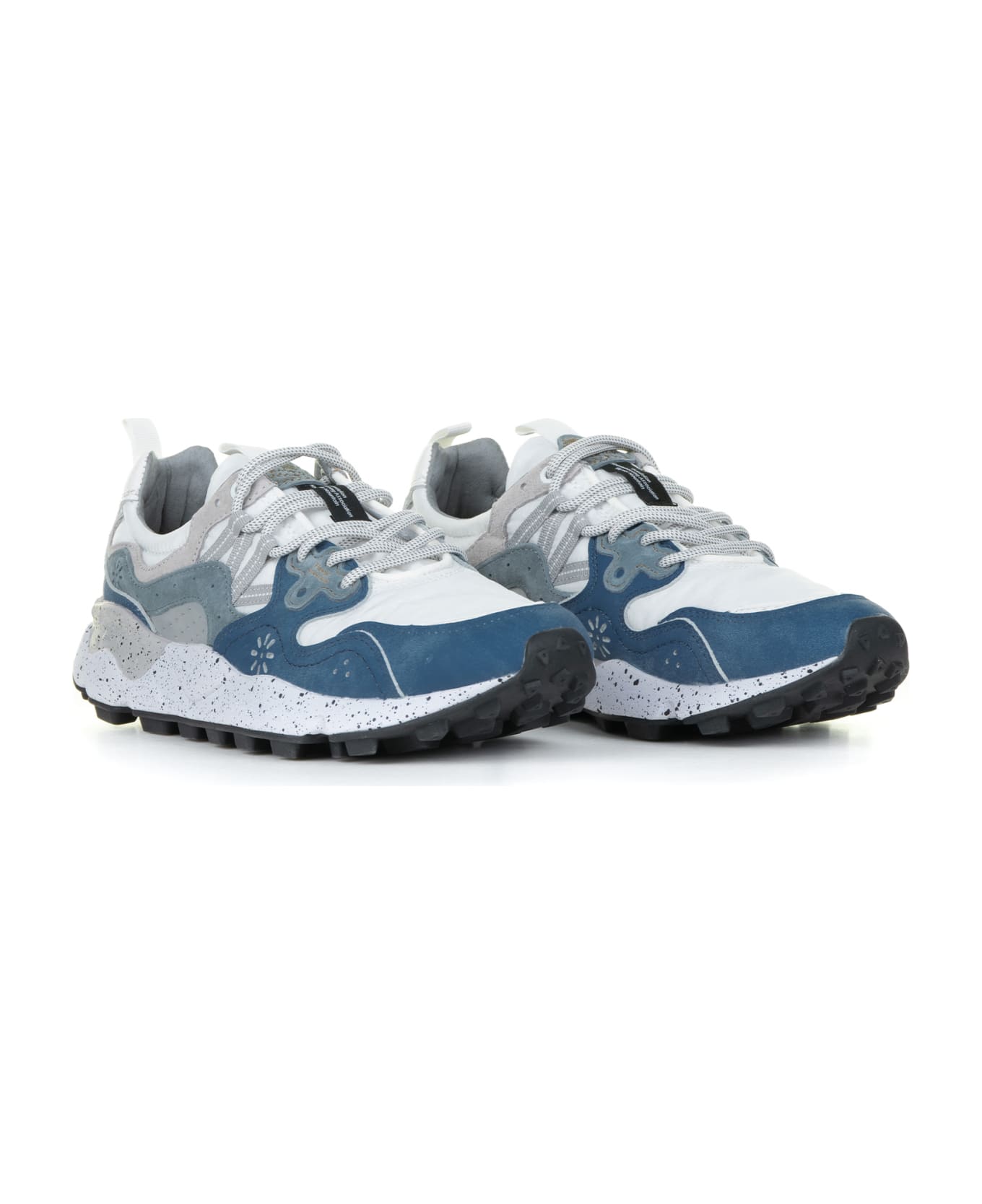 Flower Mountain Yamano Blue White Sneakers In Suede And Nylon - ATLANTIC WHITE