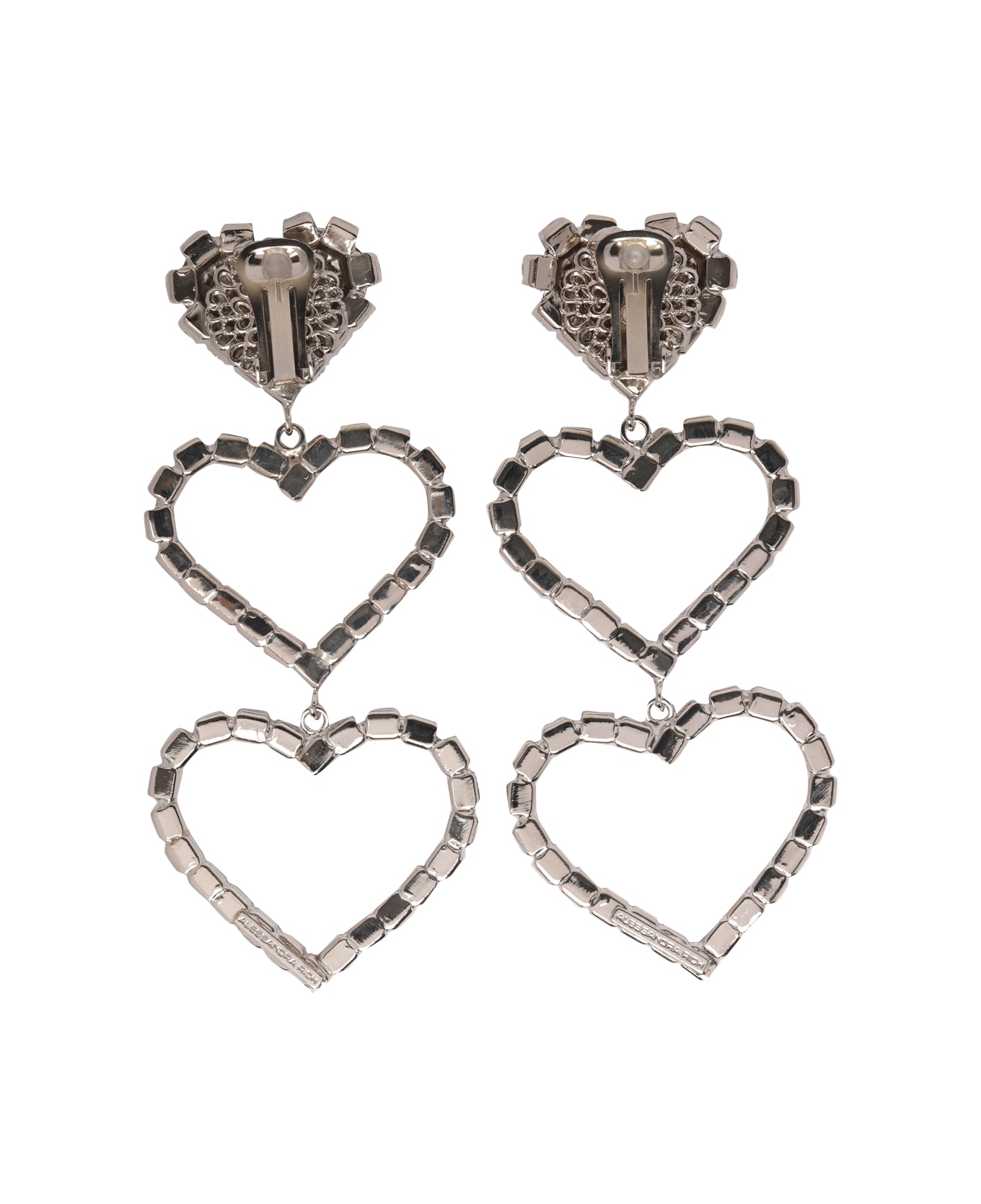 Alessandra Rich Three Hearts Earrings - Silver