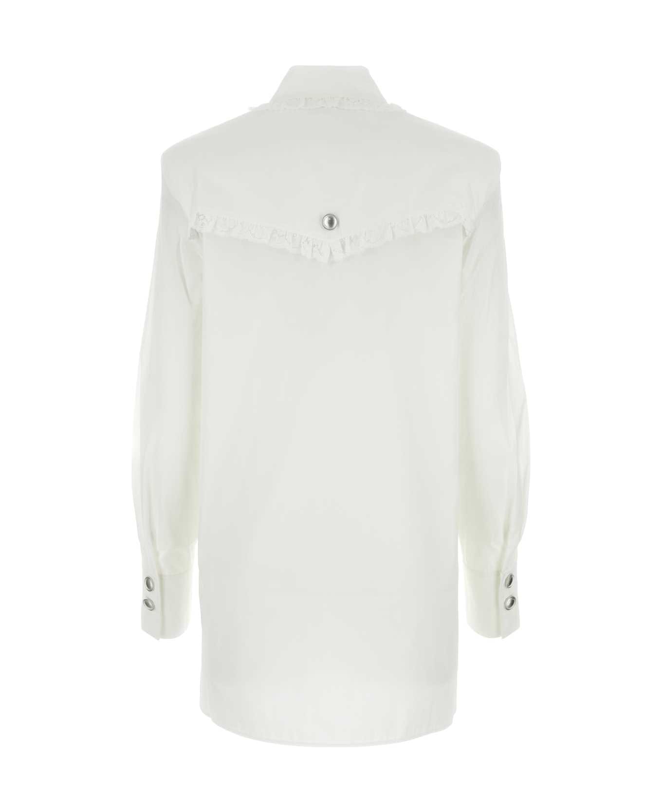 Alessandra Rich White Poplin Shirt Dress - WHITE シャツ
