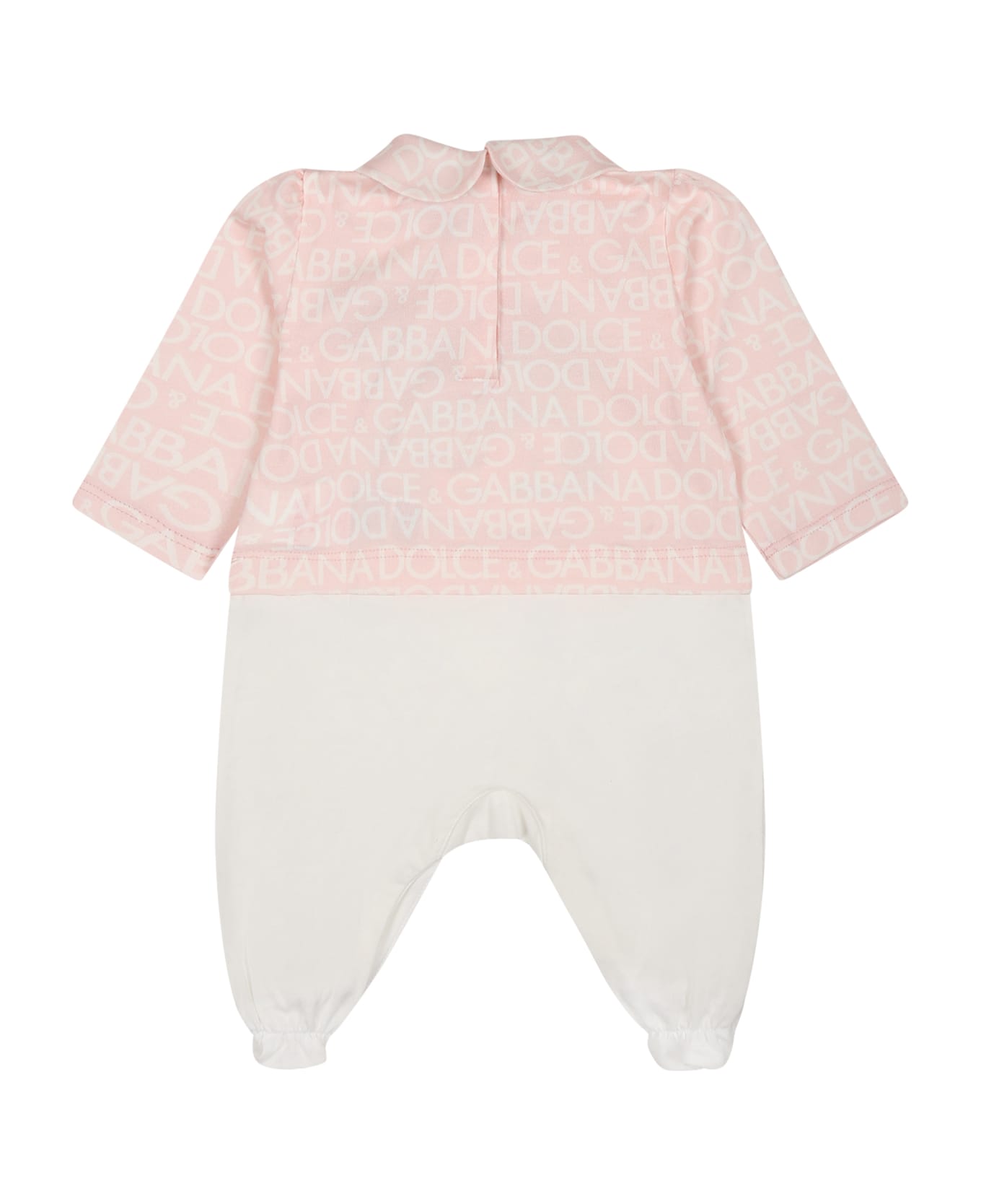 Dolce & Gabbana Pink Set For Baby Girl With Logo And Leoaprds - Pink ボディスーツ＆セットアップ