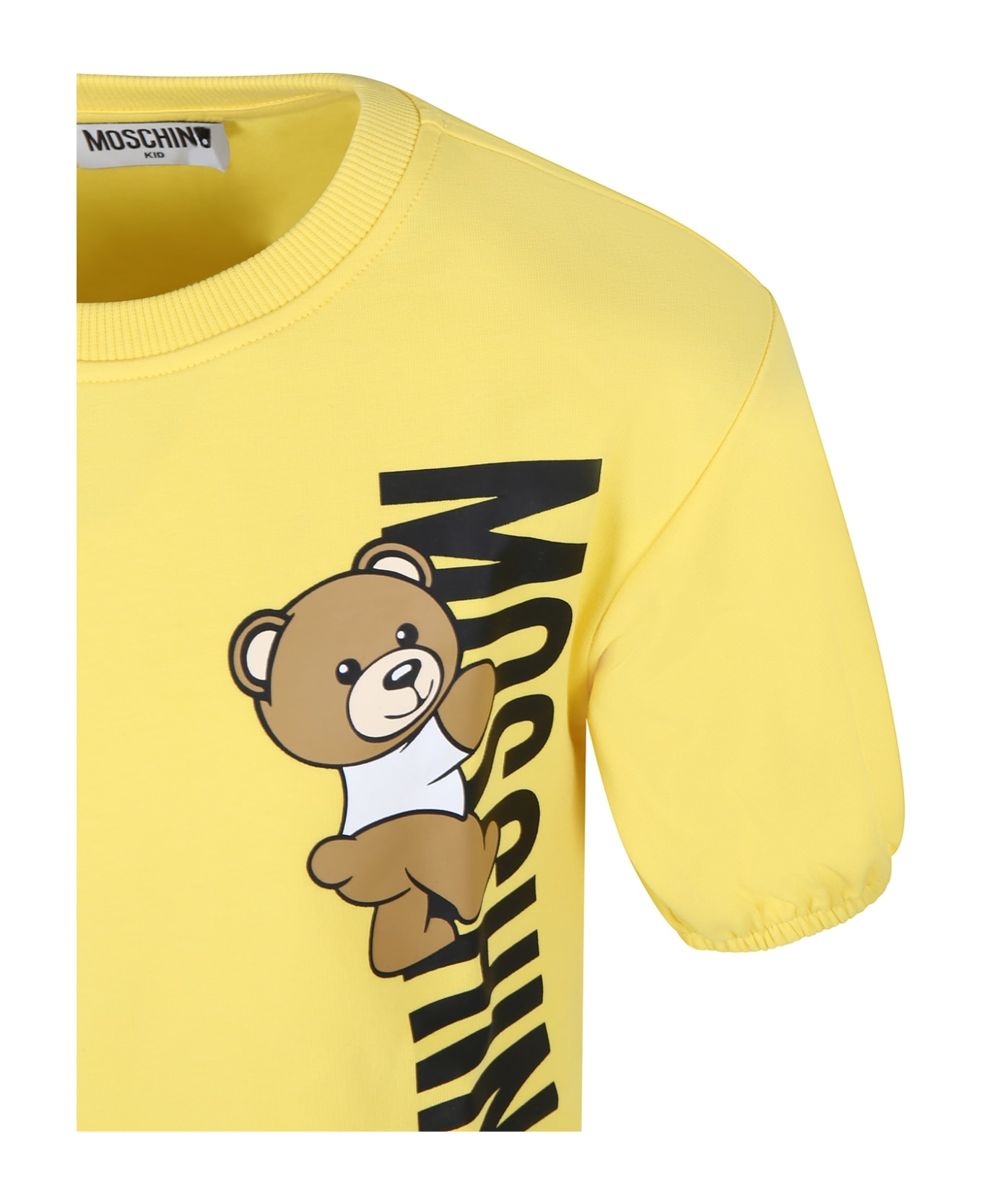 Moschino Yellow Dress For Girl With Teddy Bear - Yellow ワンピース＆ドレス