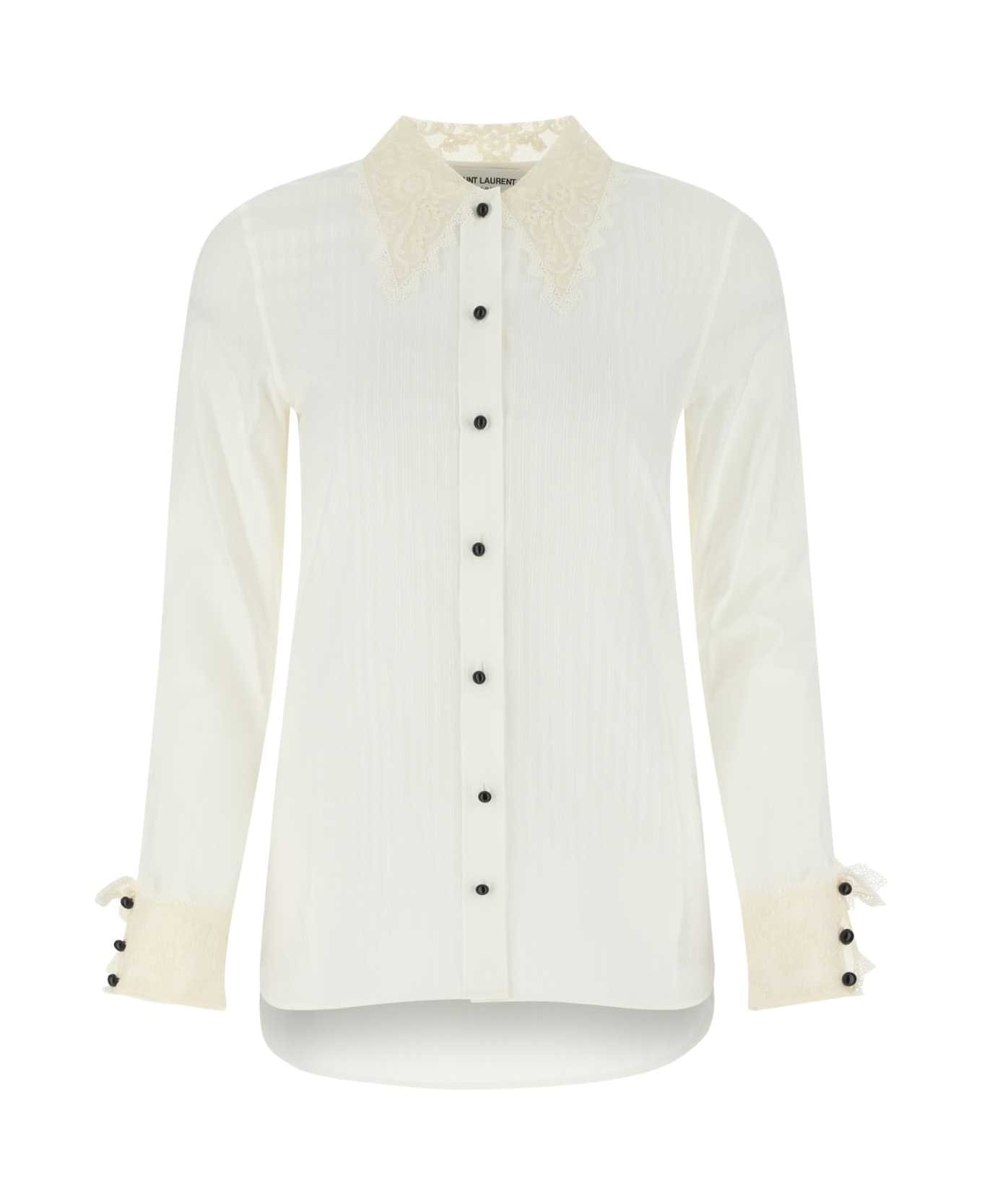 Saint Laurent White Cotton Blend Shirt - 9601