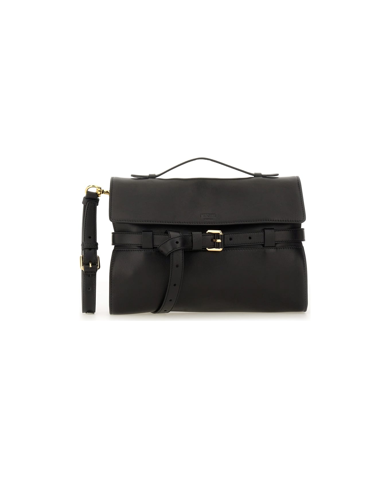 Moschino Nappa Leather "tie Me" Clutch - BLACK