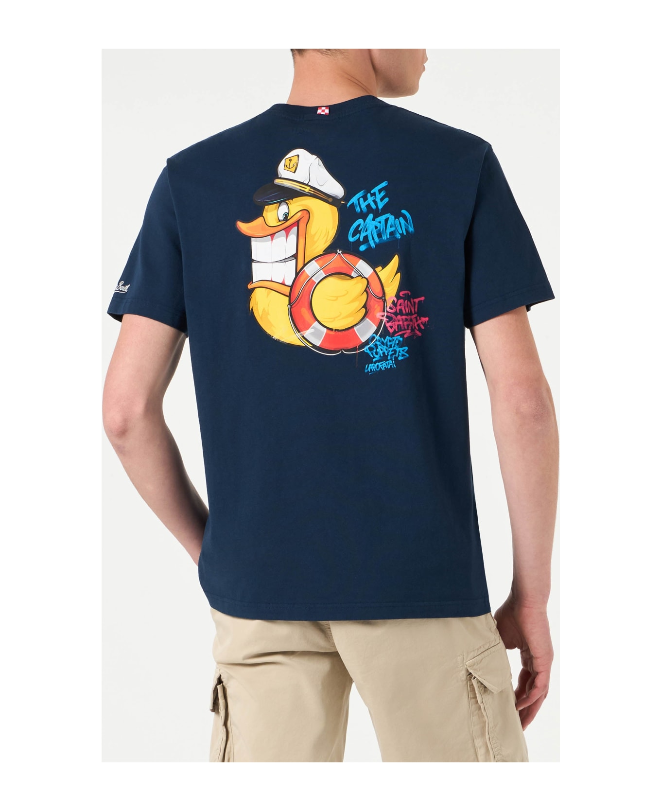 MC2 Saint Barth Man T-shirt With Captain Duck Print | Crypto Puppets® Special Edition - BLUE