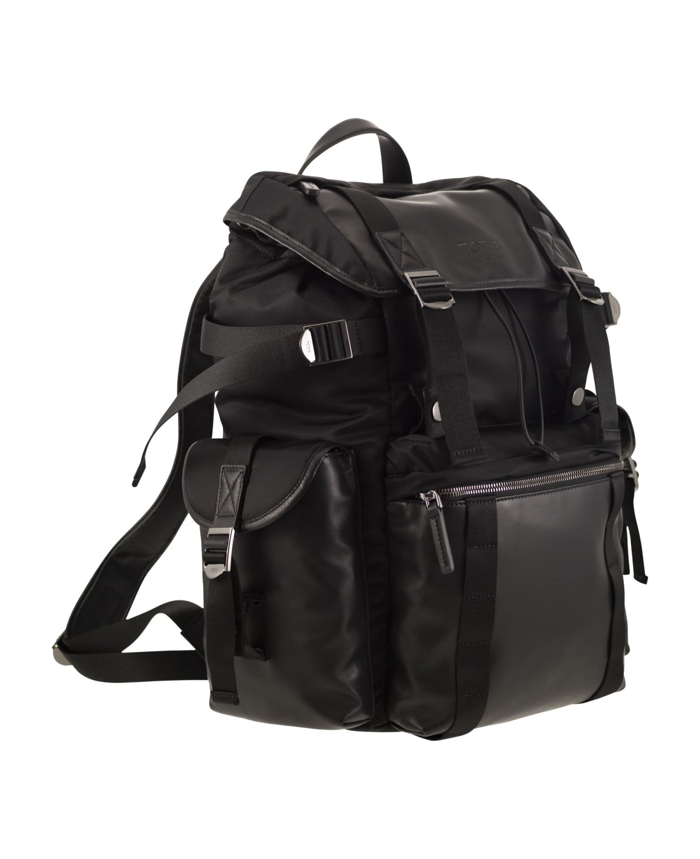 Tod's Fabric And Leather Backpack - Black