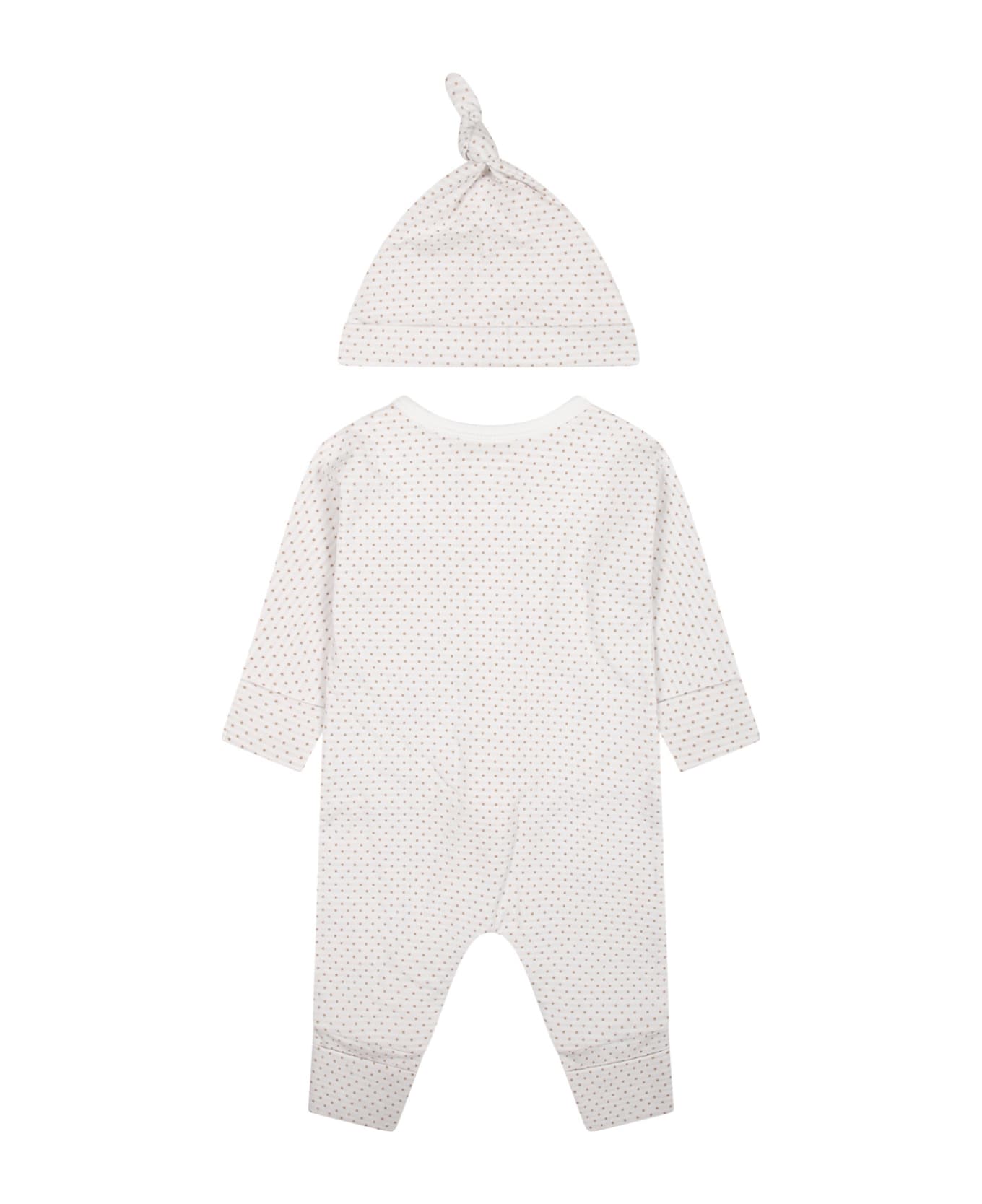Burberry White Set For Babies With Polka Dots And Logo - White ボディスーツ＆セットアップ