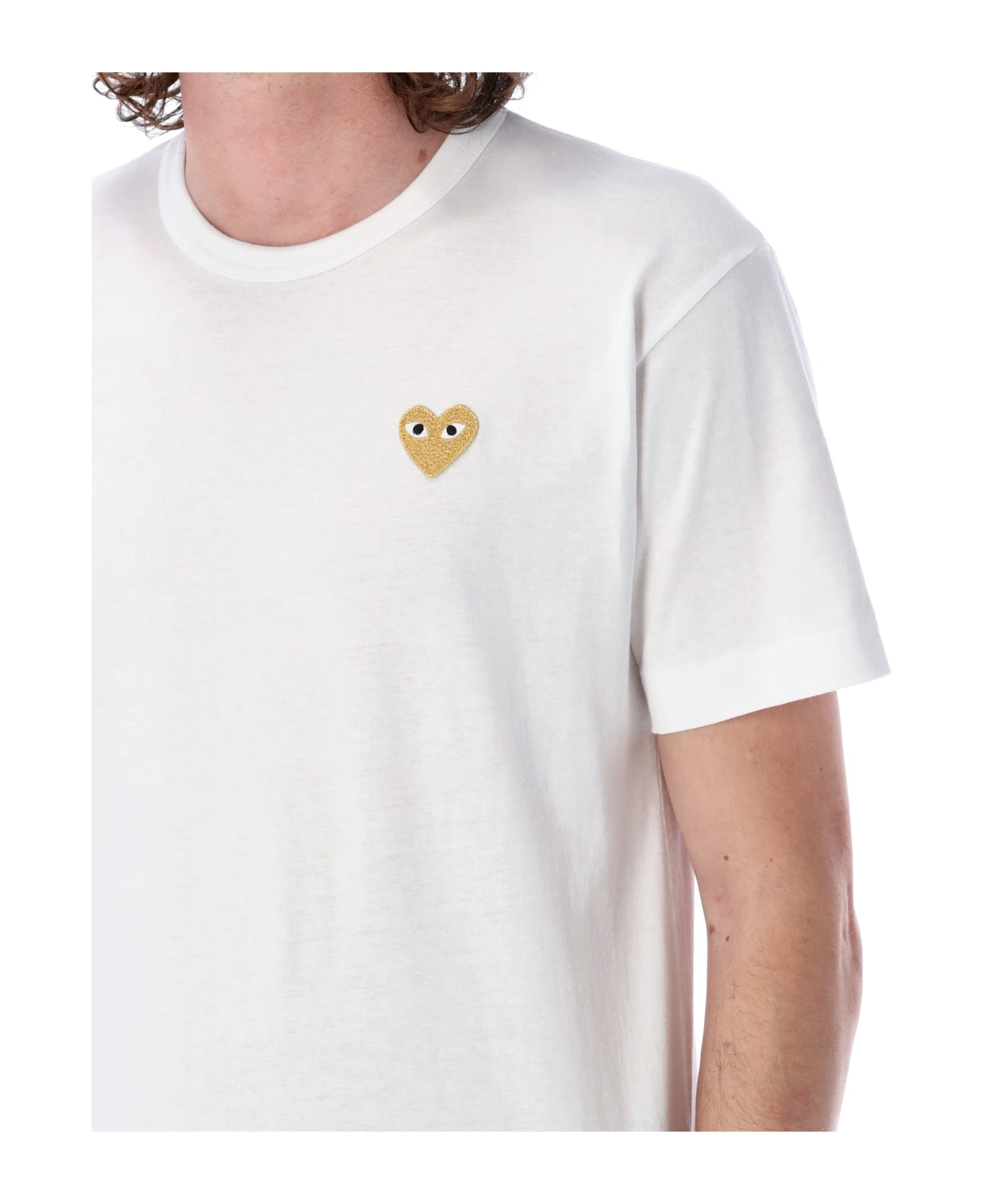 Comme des Garçons Play Golden Heart Patch T-shirt - WHITE