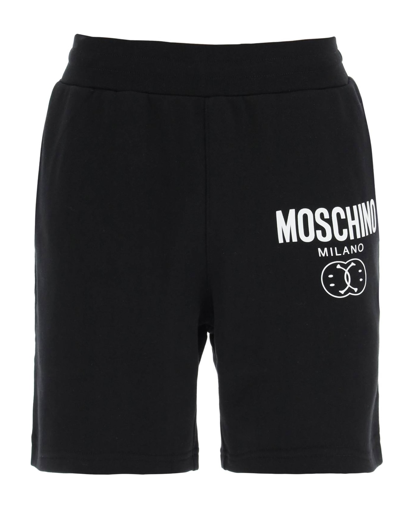 Moschino 'double Question Mark' Logo Sweatshorts - FANTASIA NERO (Black)