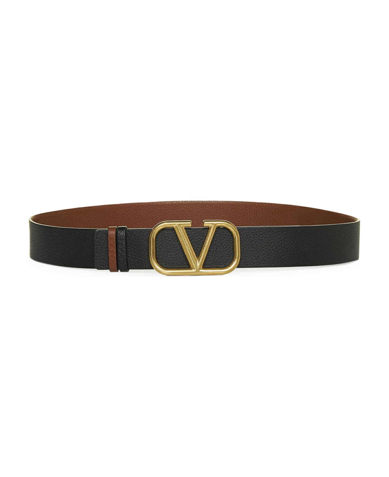 Valentino Garavani Vlogo Signature Reversible Belt In Moose Print Calfskin 40 Mm - Brown ベルト