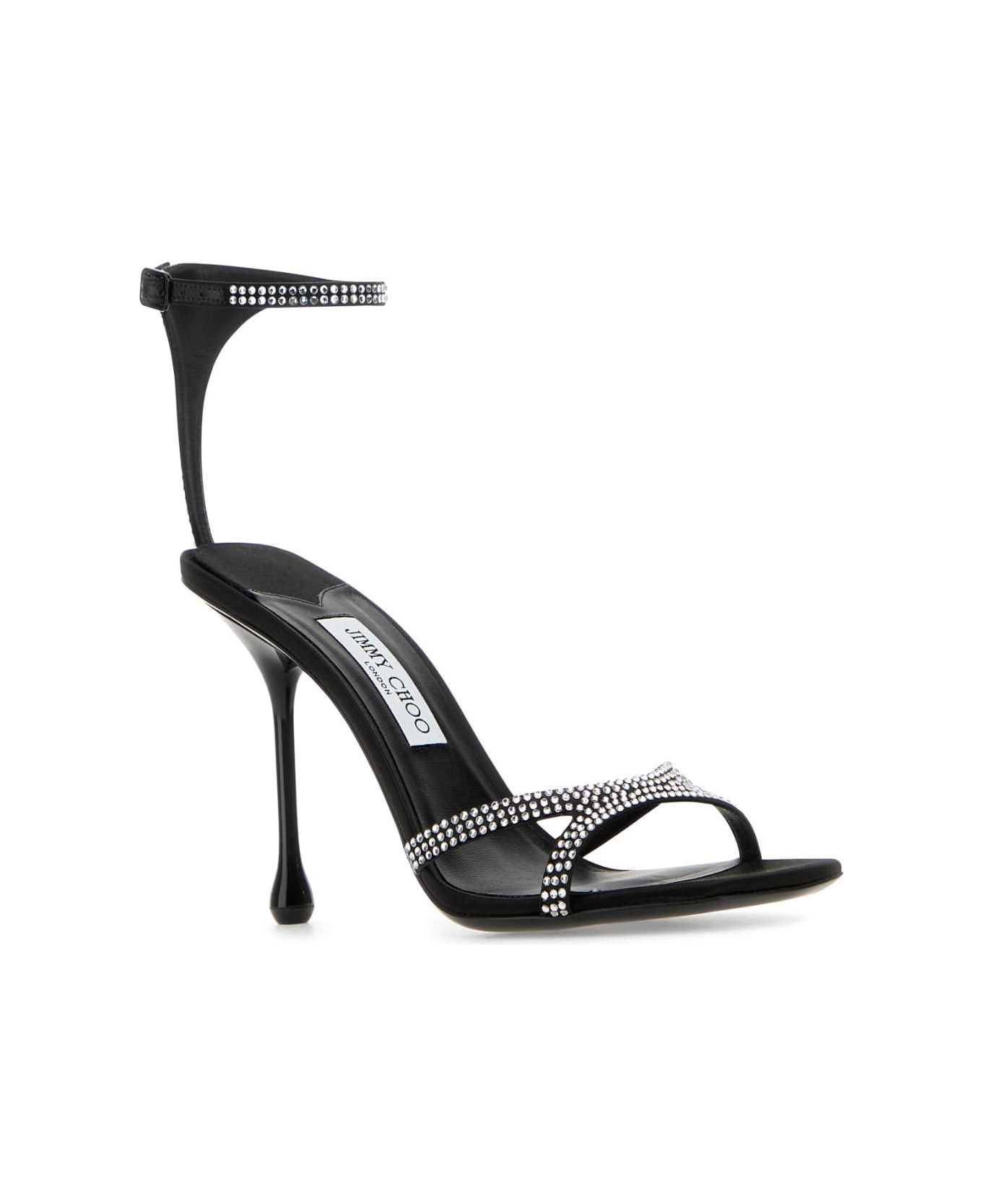 Jimmy Choo Embellished Satin Ixia 95 Sandals - BLACKCRYSTAL サンダル