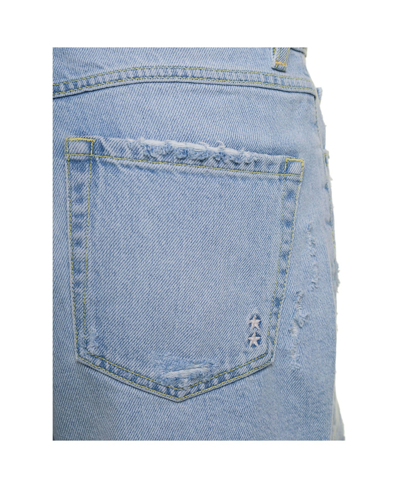Icon Denim 'sam' Light Blue Shorts With Raw Edge In Cotton Denim Woman - Light blue