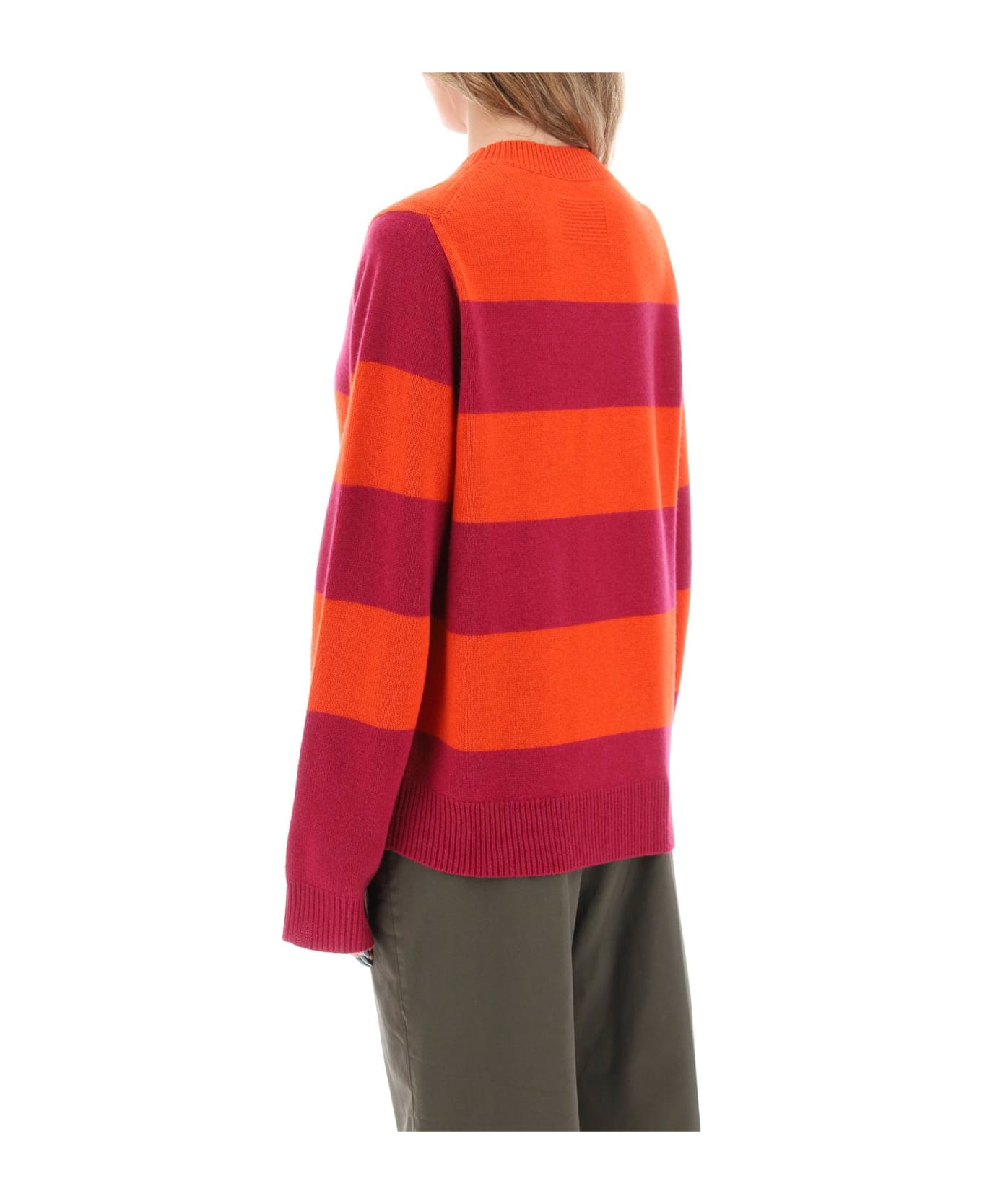 Guest in Residence Striped Cashmere Sweater - MAGENTA CHERRY (Red)