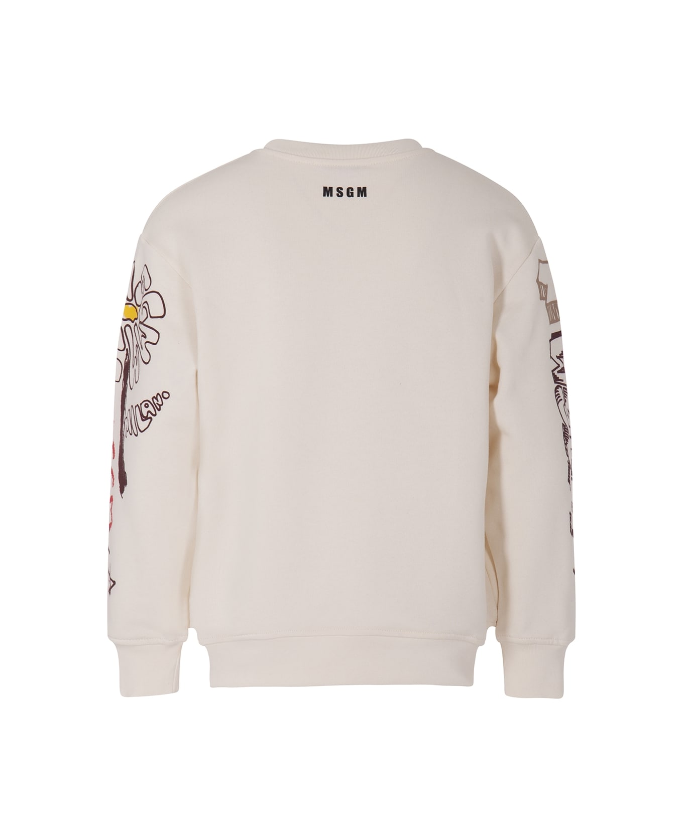 MSGM Sweatshirt With Print - Crema ニットウェア＆スウェットシャツ
