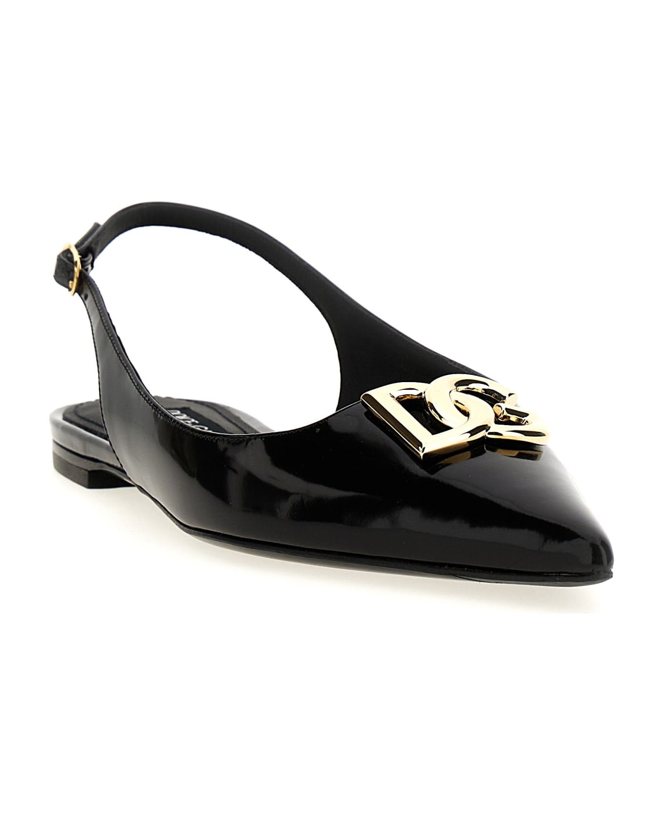Dolce & Gabbana Slingback Ballet Flats With Dg Logo - Black
