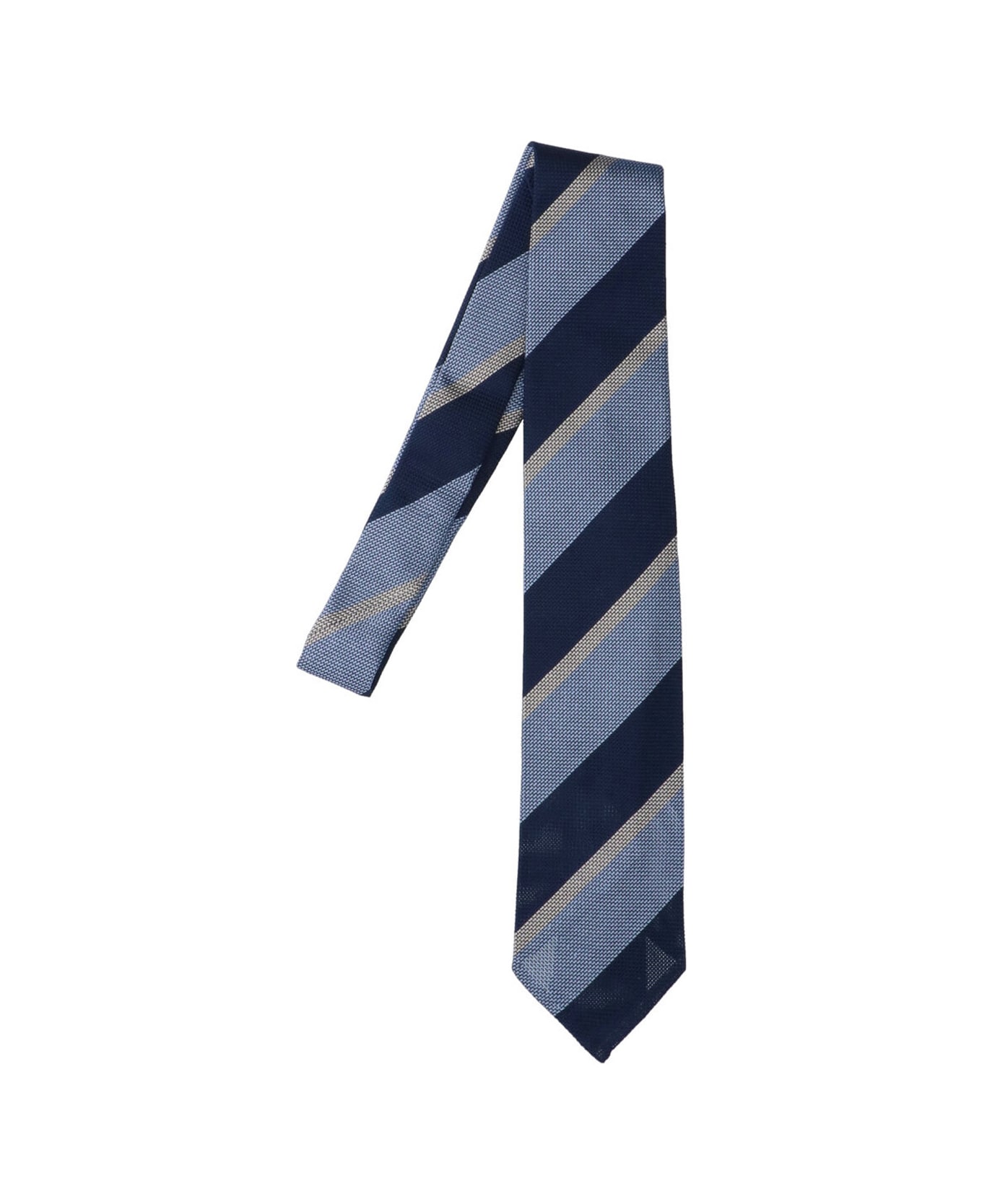 Cesare Attolini Striped Silk Tie - Light Blue