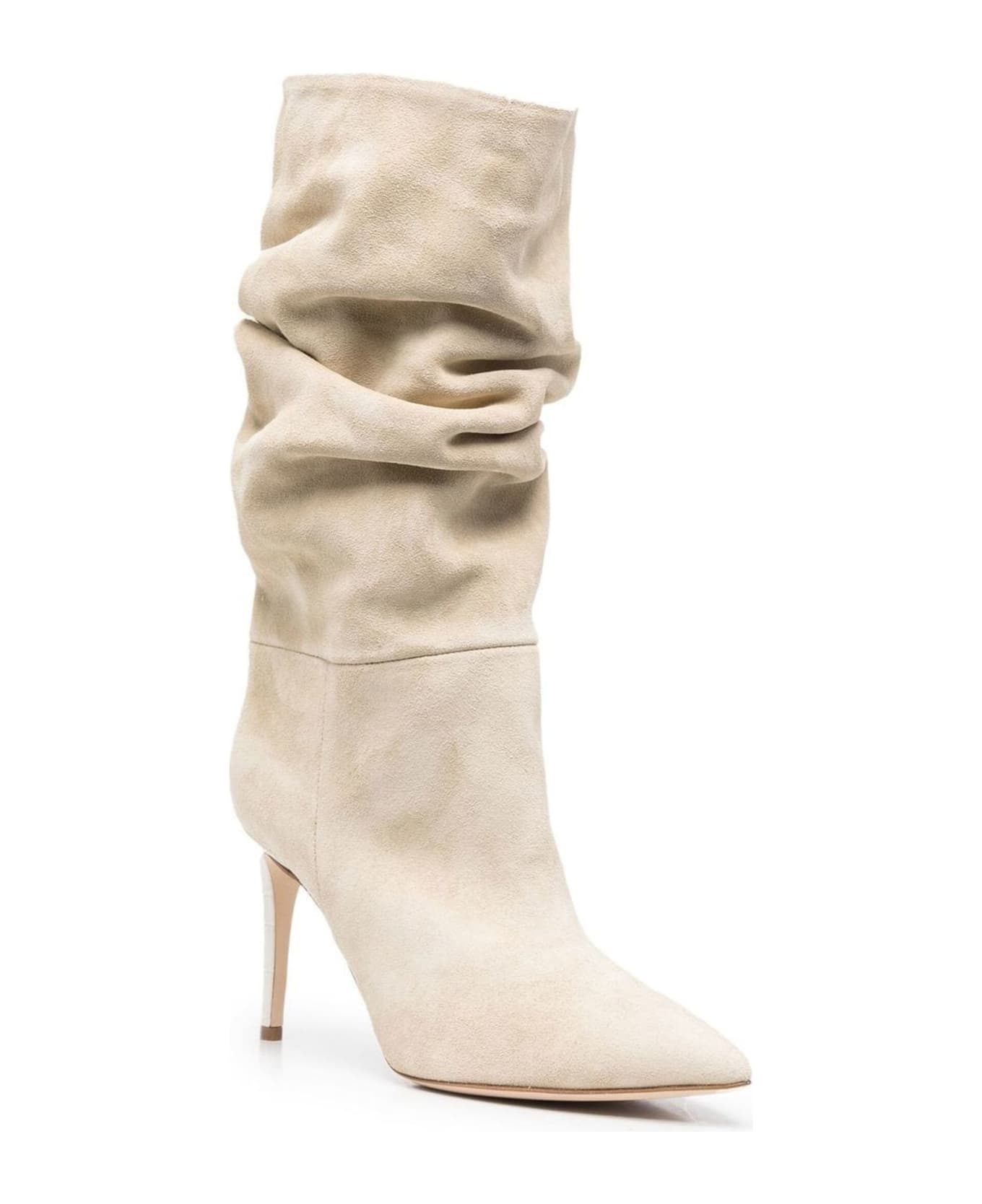 Paris Texas Beige Calf Leather Suede Ankle Boots - Beige