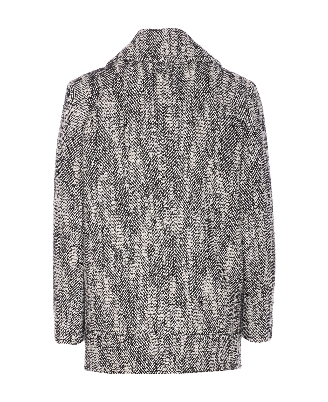 Patrizia Pepe Chevron Double Breasted Coat - Grey