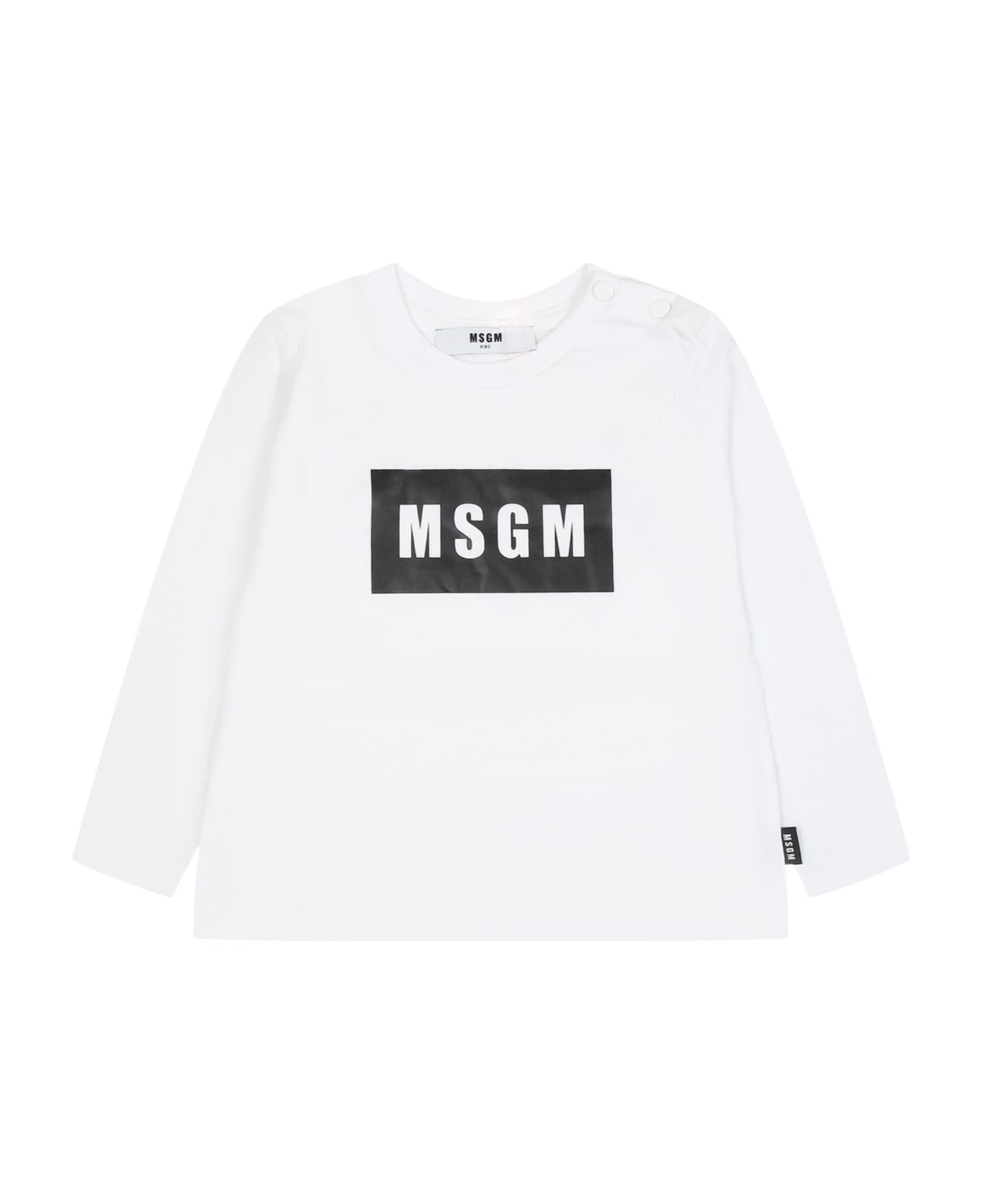 MSGM White T-shirt For Baby Kids With Logo - White Tシャツ＆ポロシャツ