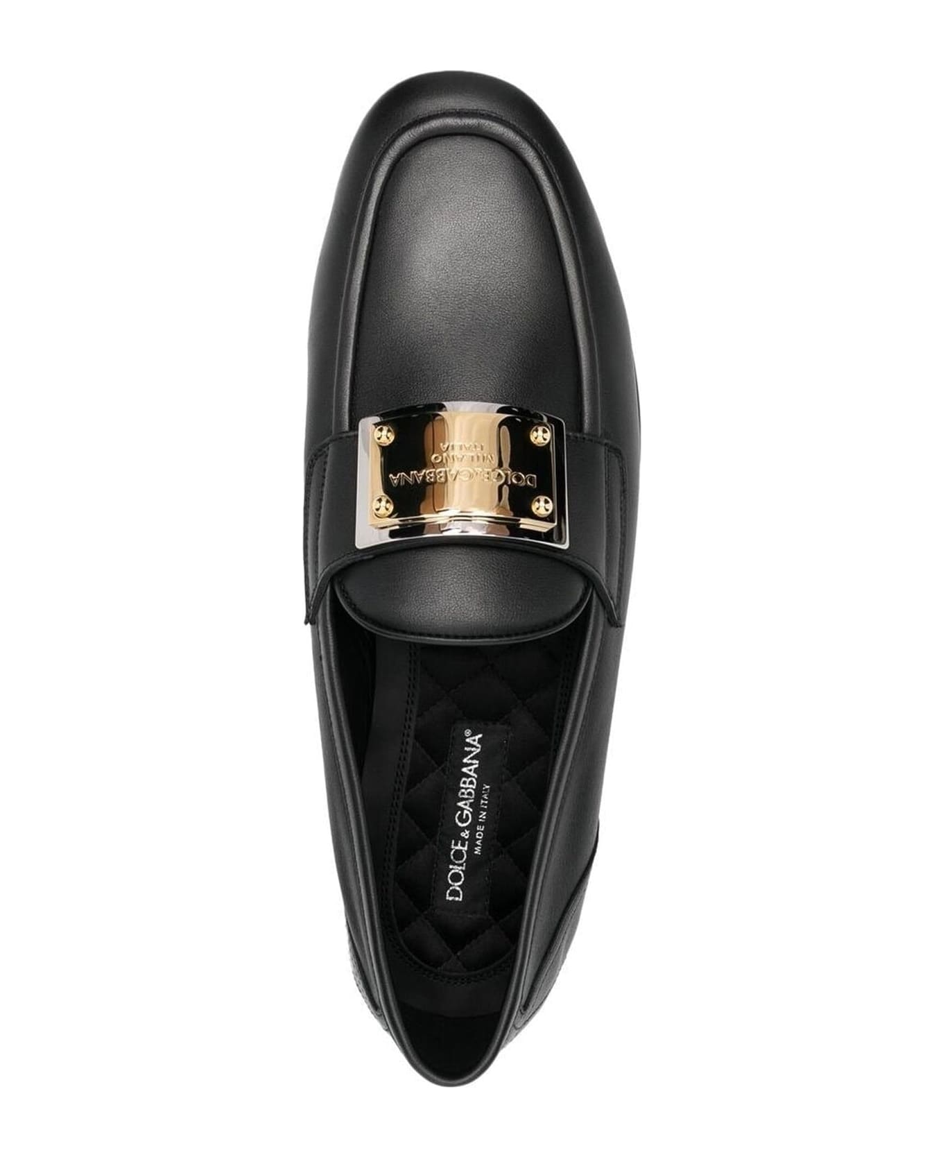 Dolce & Gabbana Leather Logo Loafers - Black