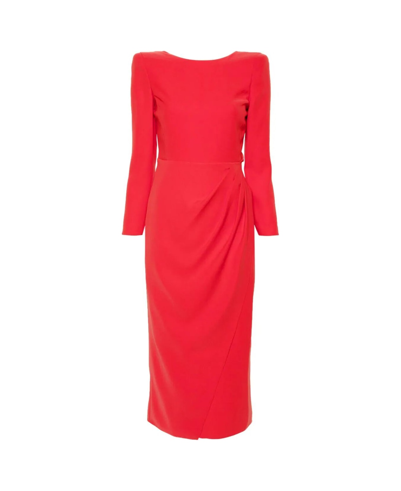 Emporio Armani Long Sleeves Long Draped Dress - Red