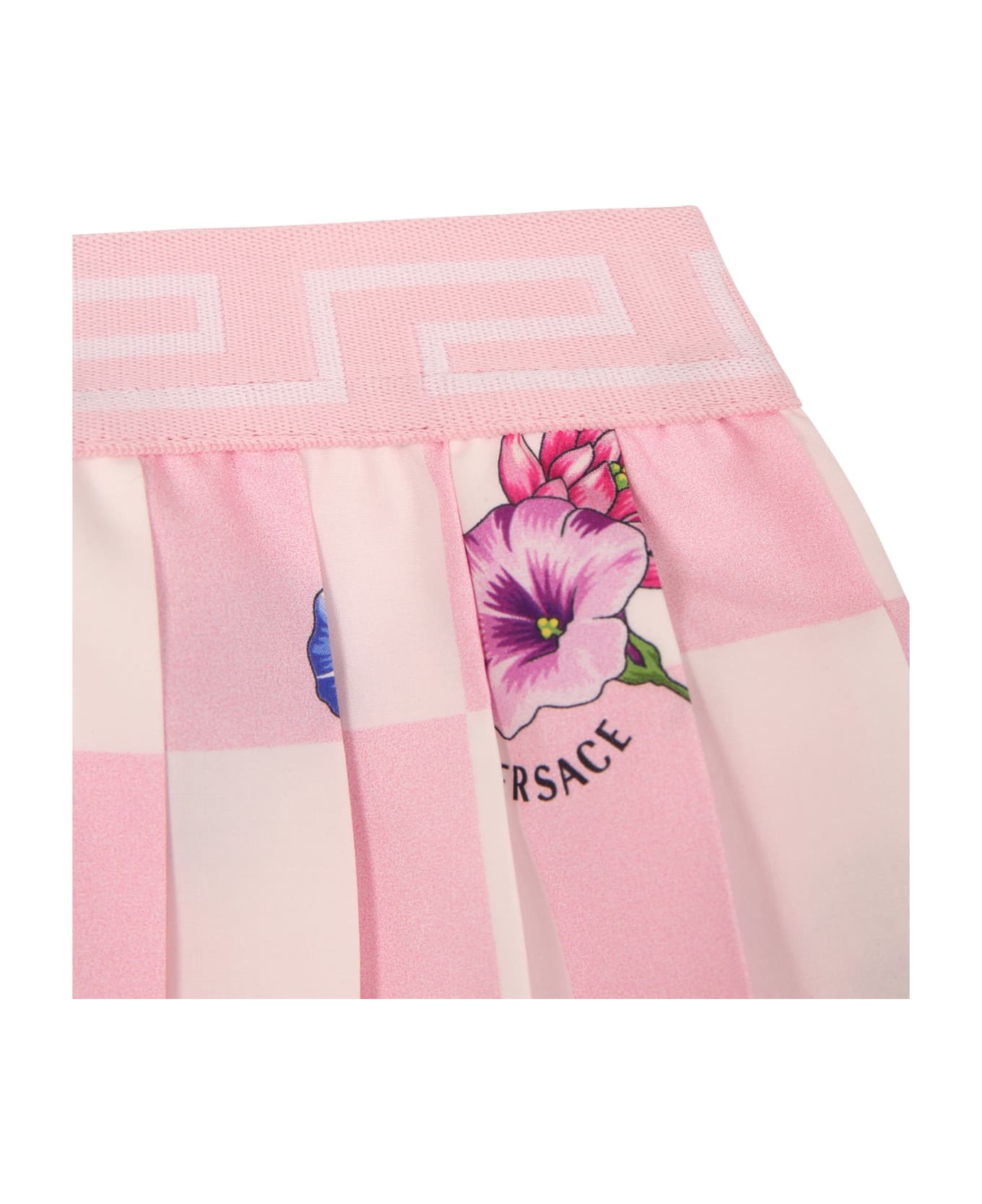 Versace Pink Skirt For Baby Girl With Flower Print - Pink