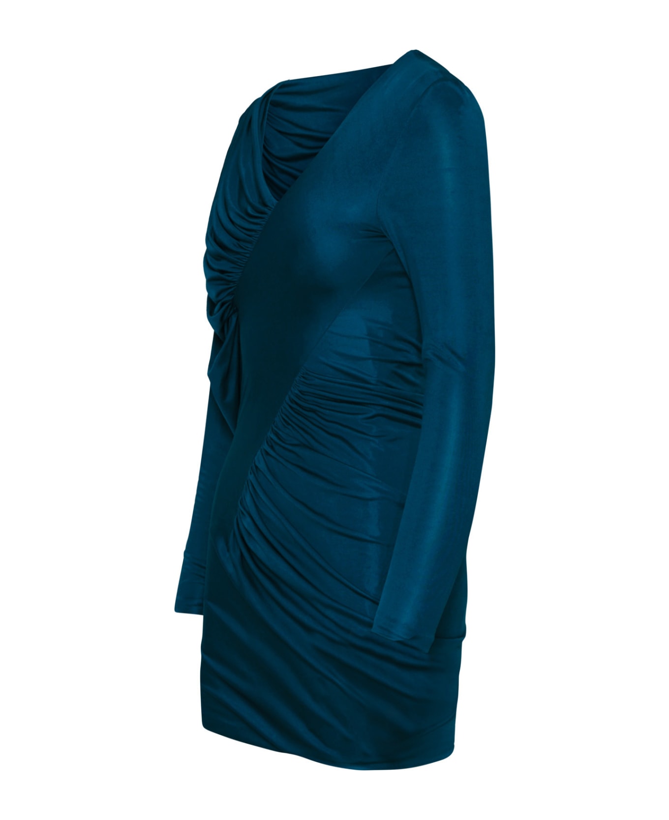 Saint Laurent Draped Jersey Dress - Blue