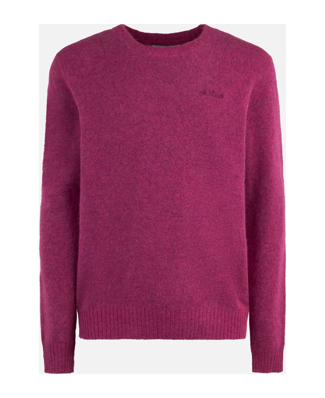 MC2 Saint Barth Man Fuchsia Stretch Wool Sweater With St. Barth Embroidery - PINK