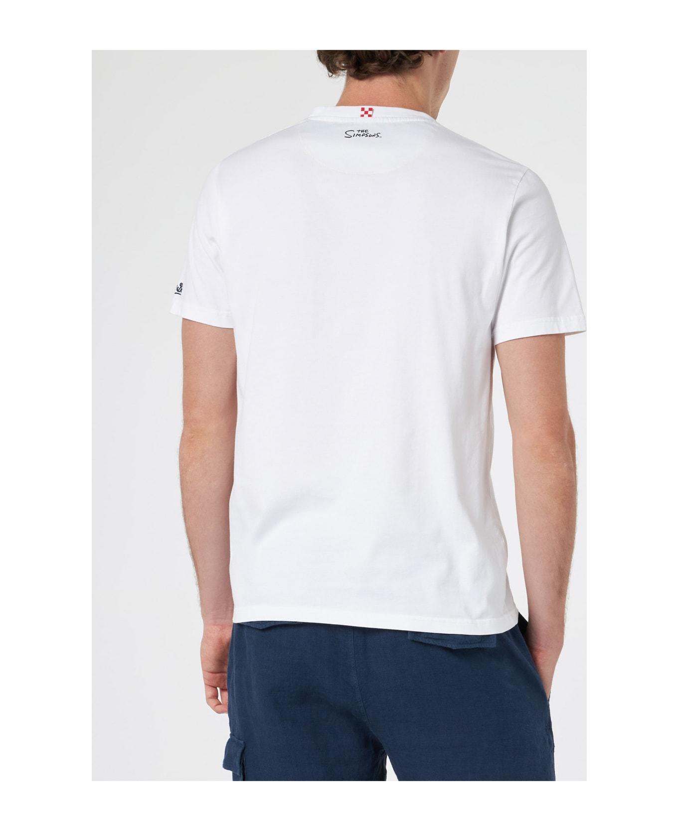 MC2 Saint Barth Man Cotton T-shirt Blanche With Simpsons Printed Pocket | The Simpsons Special Edition - WHITE