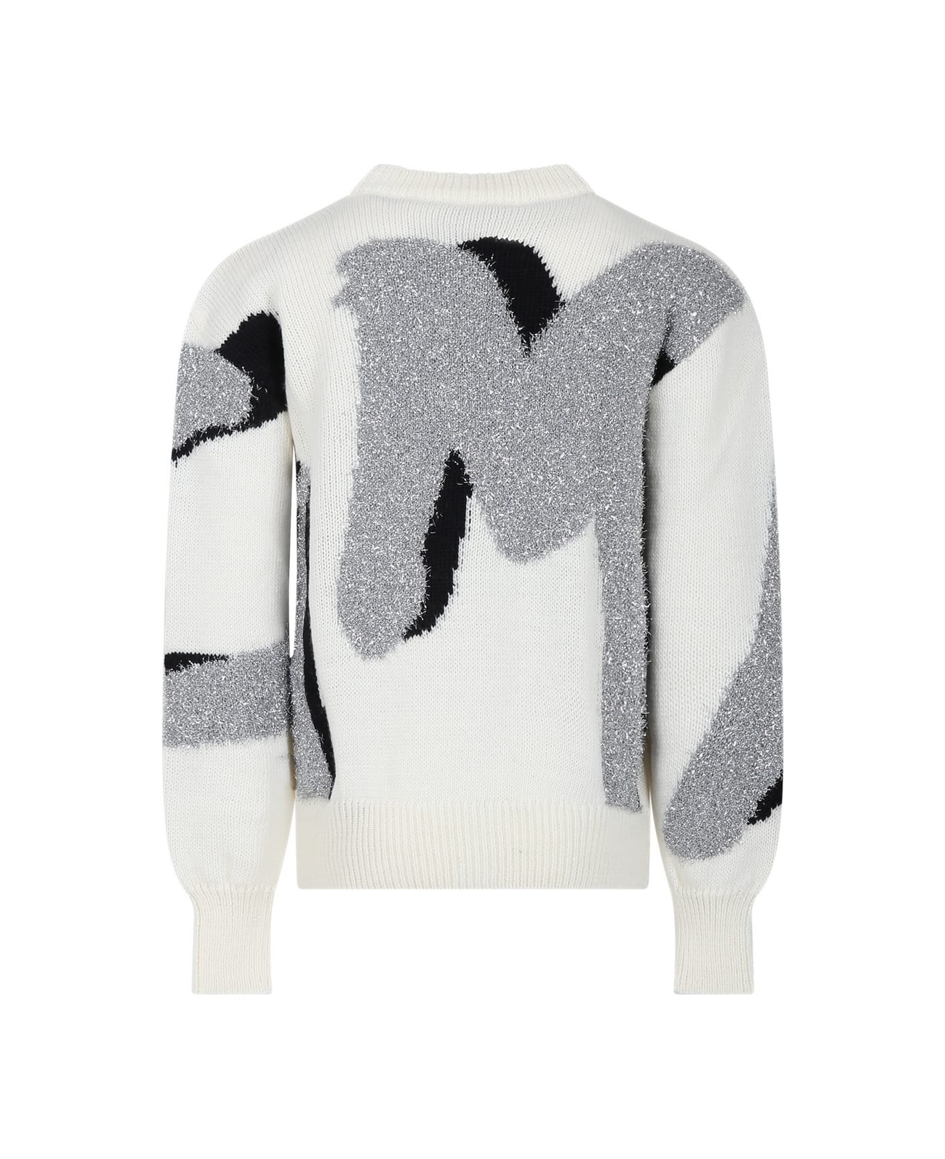 MSGM Ivory Sweater For Girl With Logo - Ivory ニットウェア＆スウェットシャツ