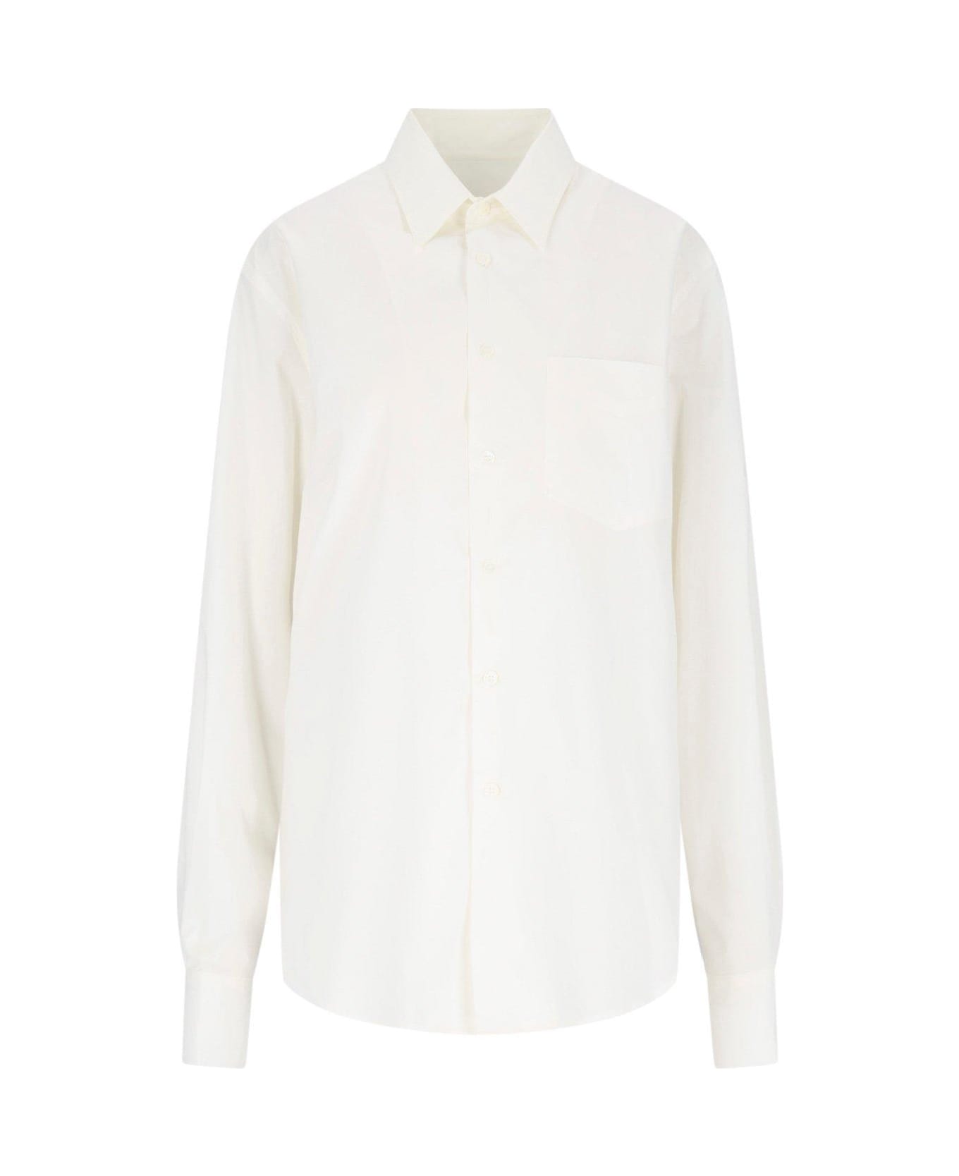 MM6 Maison Margiela Cut Out Detailed Buttoned Shirt - OFF WHITE (White)