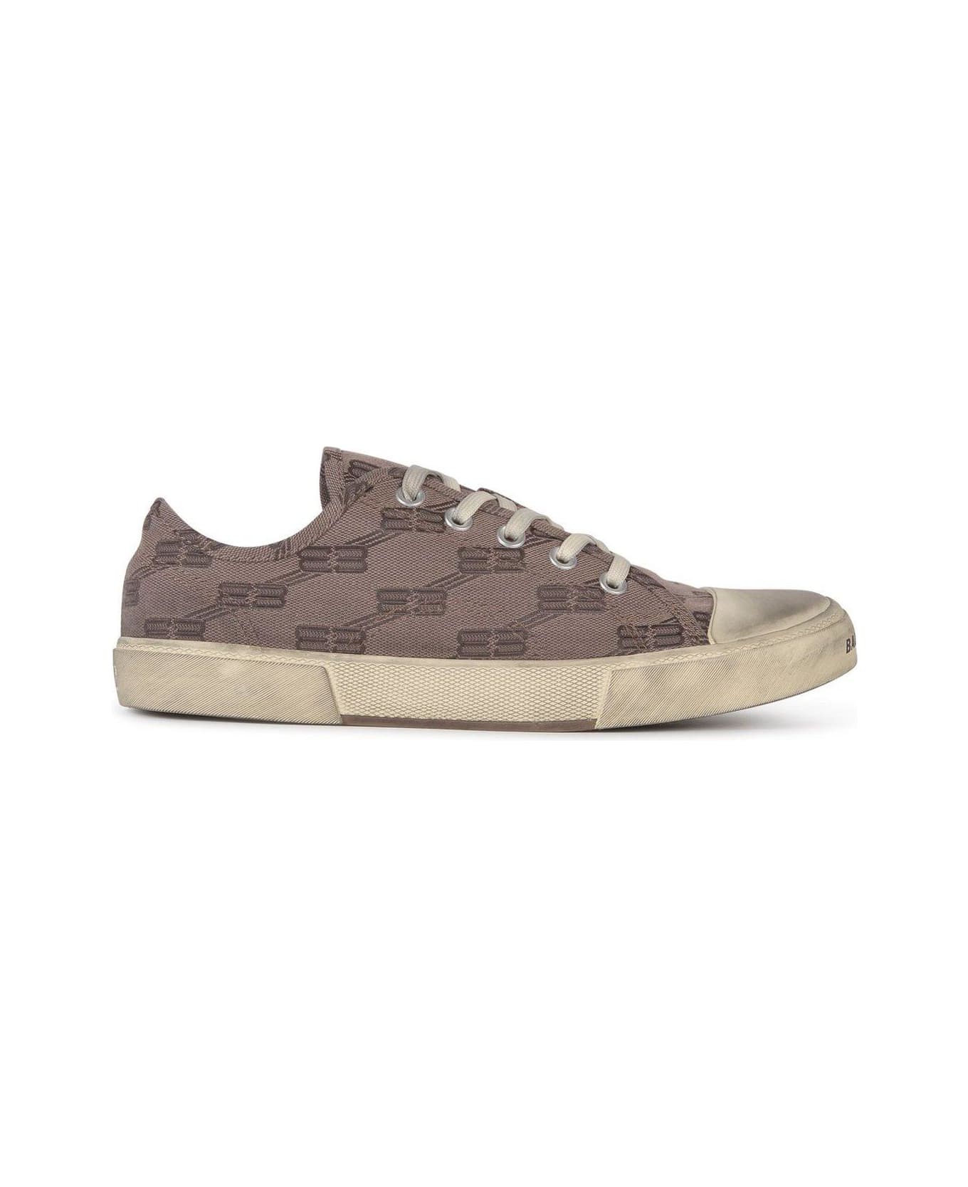 Balenciaga All-over Monogram Print Laced Sneakers - Brown