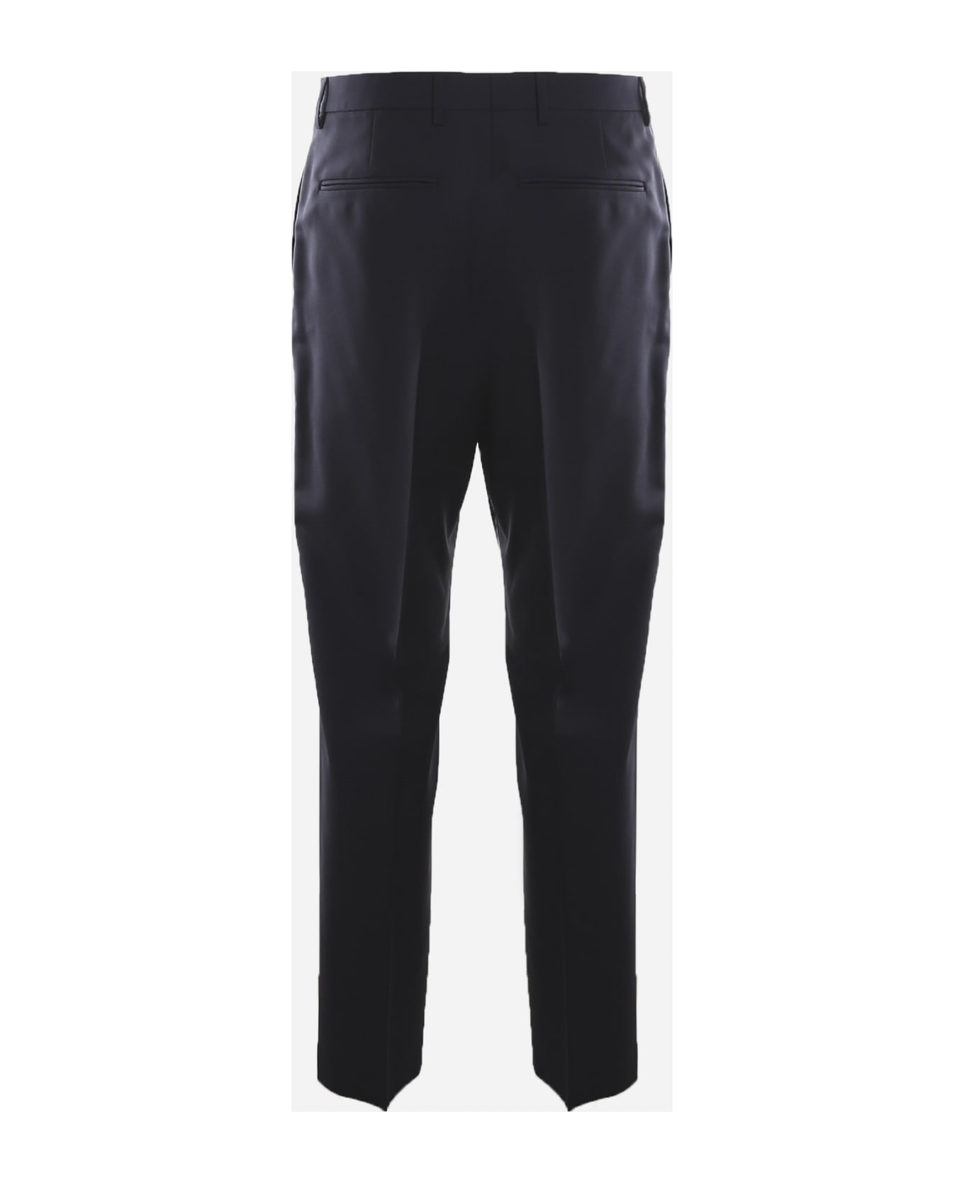 Valentino Garavani Basic Trousers Made Of Wool And Mohair - Navy