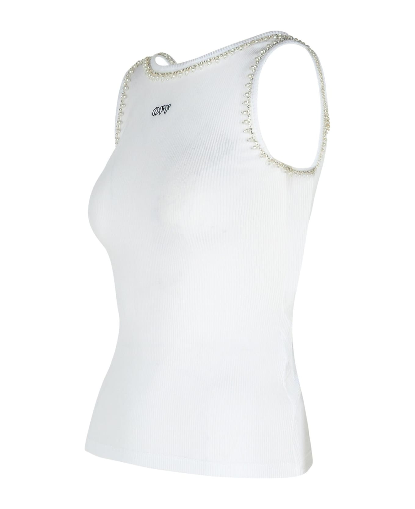 Off-White White Viscose Tank Top - White