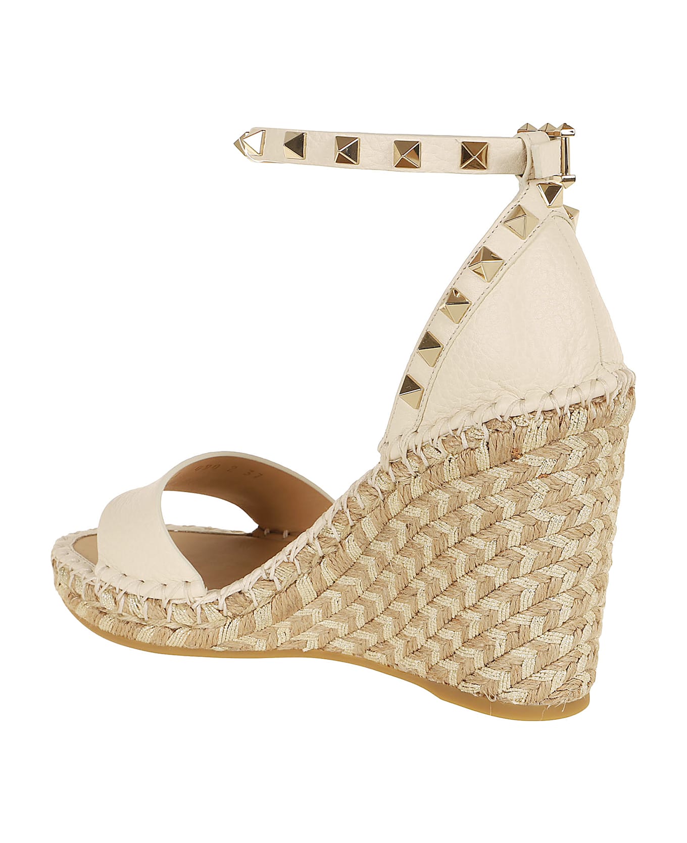 Valentino Garavani Wedge Espadrillas Rockstud Double T. 15/105 - NEUTRALS