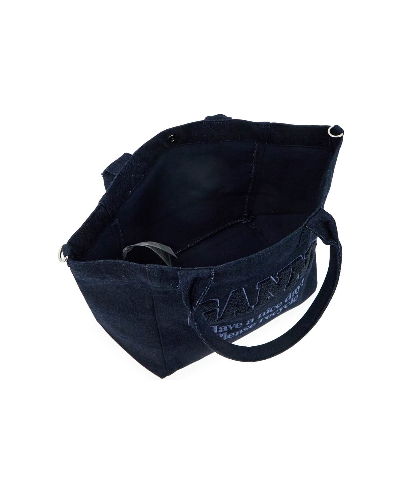 ★送料・関税込【GANNI】Small Easy Shopper Denim Tote Bag Ganni Small Denim Easy Shopper Tote | italist