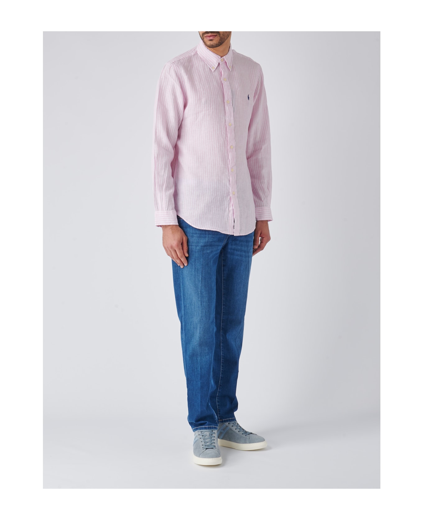 Polo Ralph Lauren Long Sleeve Sport Shirt Shirt - ROSA-BIANCO