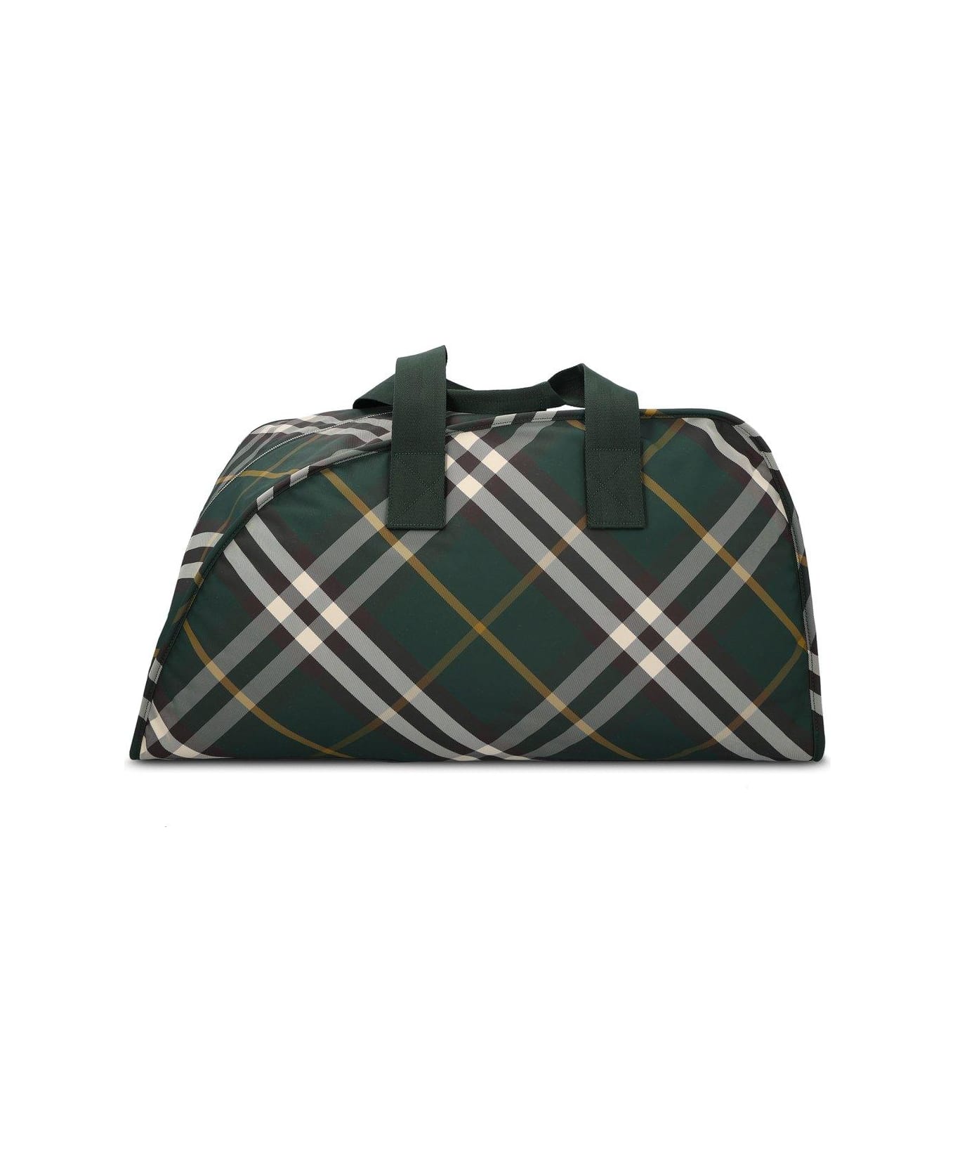 Burberry Large Shield Check-pattern Zipped Duffle Bag - GREEN