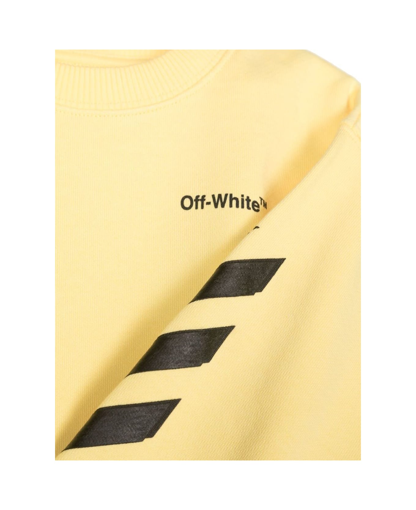 Off-White Sweatshirt With Logo Pirnt And Diag-stripe Motif In Yellow Cotton Boy - Yellow