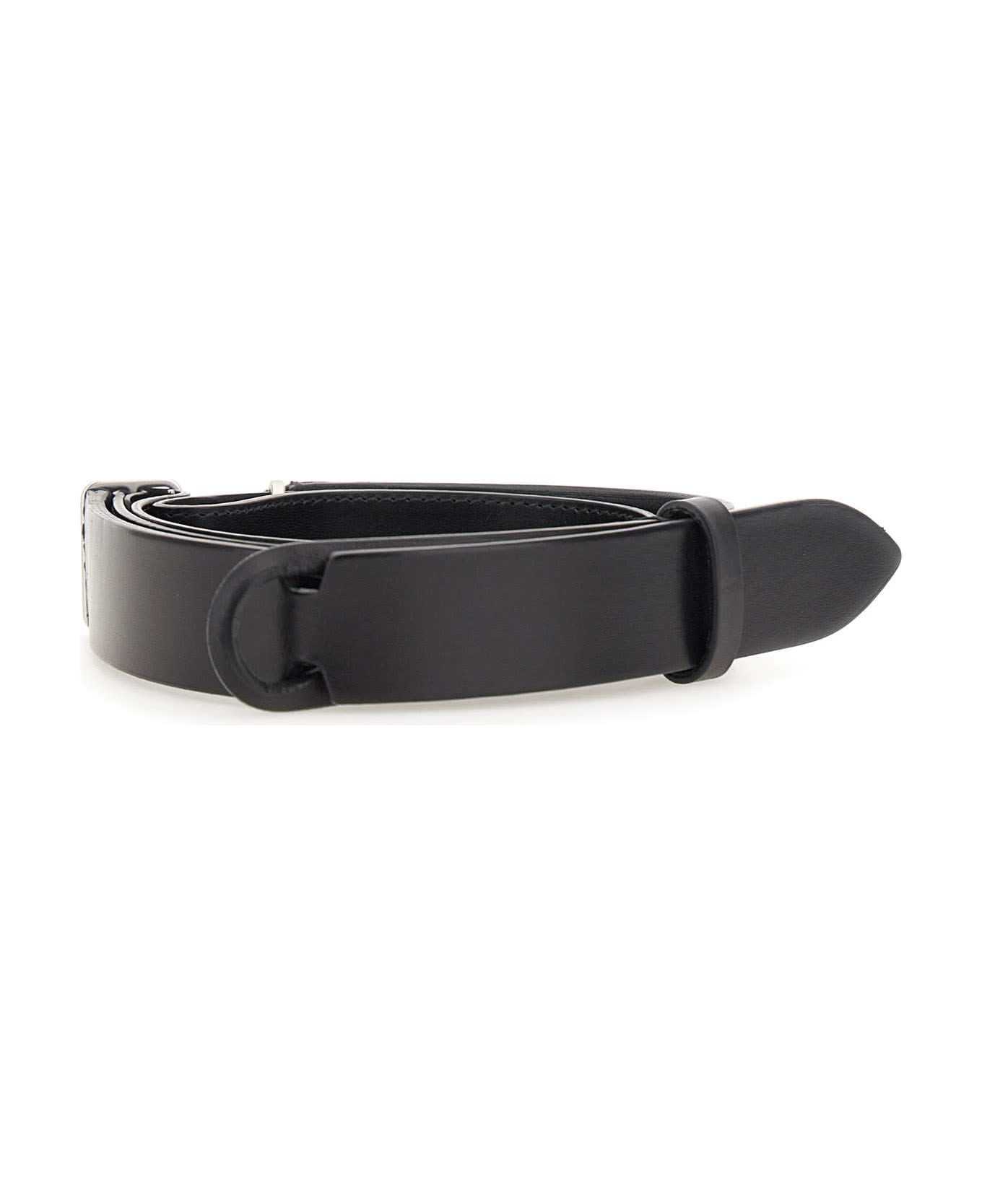 Orciani "nobukle Bull" Leather Belt - BLACK