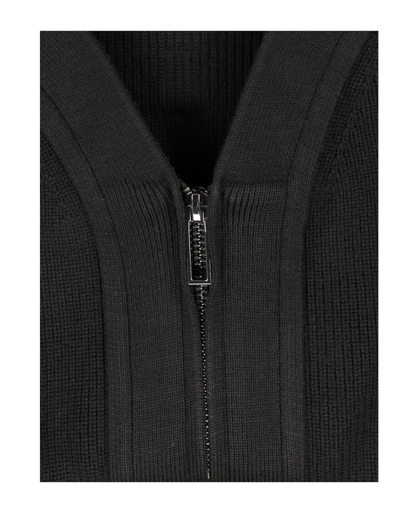 Emporio Armani Knitted Zip Cardigan - Black